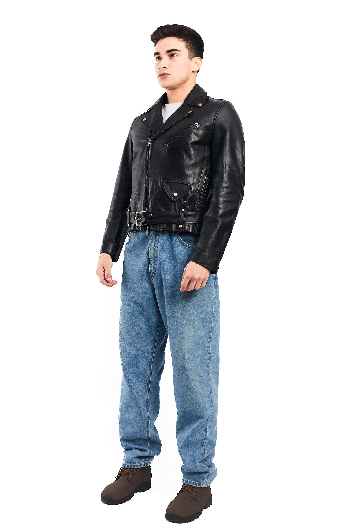 2000 Armani Exchange Leather Biker Jacket (S/M)