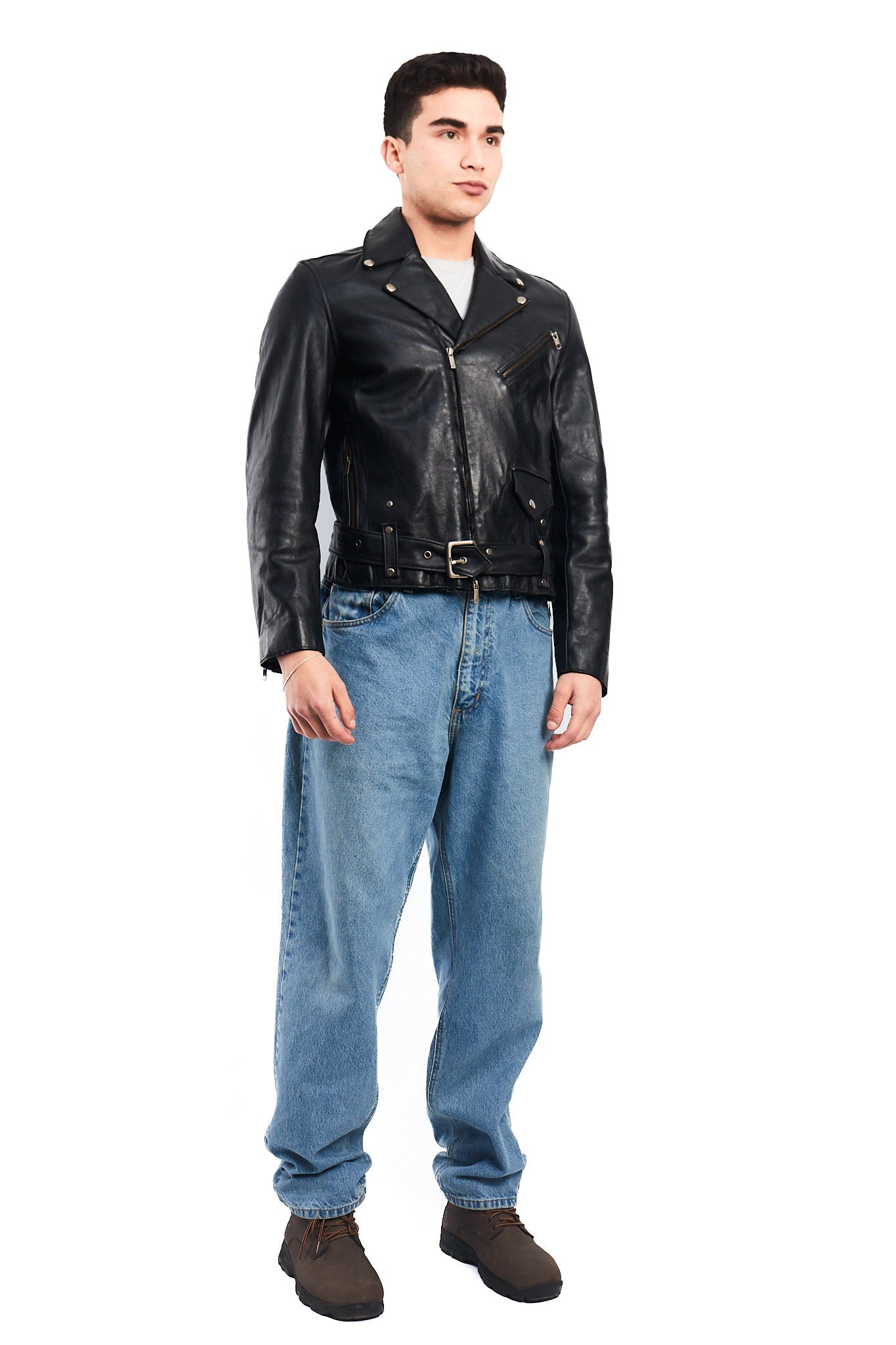 2000 Armani Exchange Leather Biker Jacket (S/M)