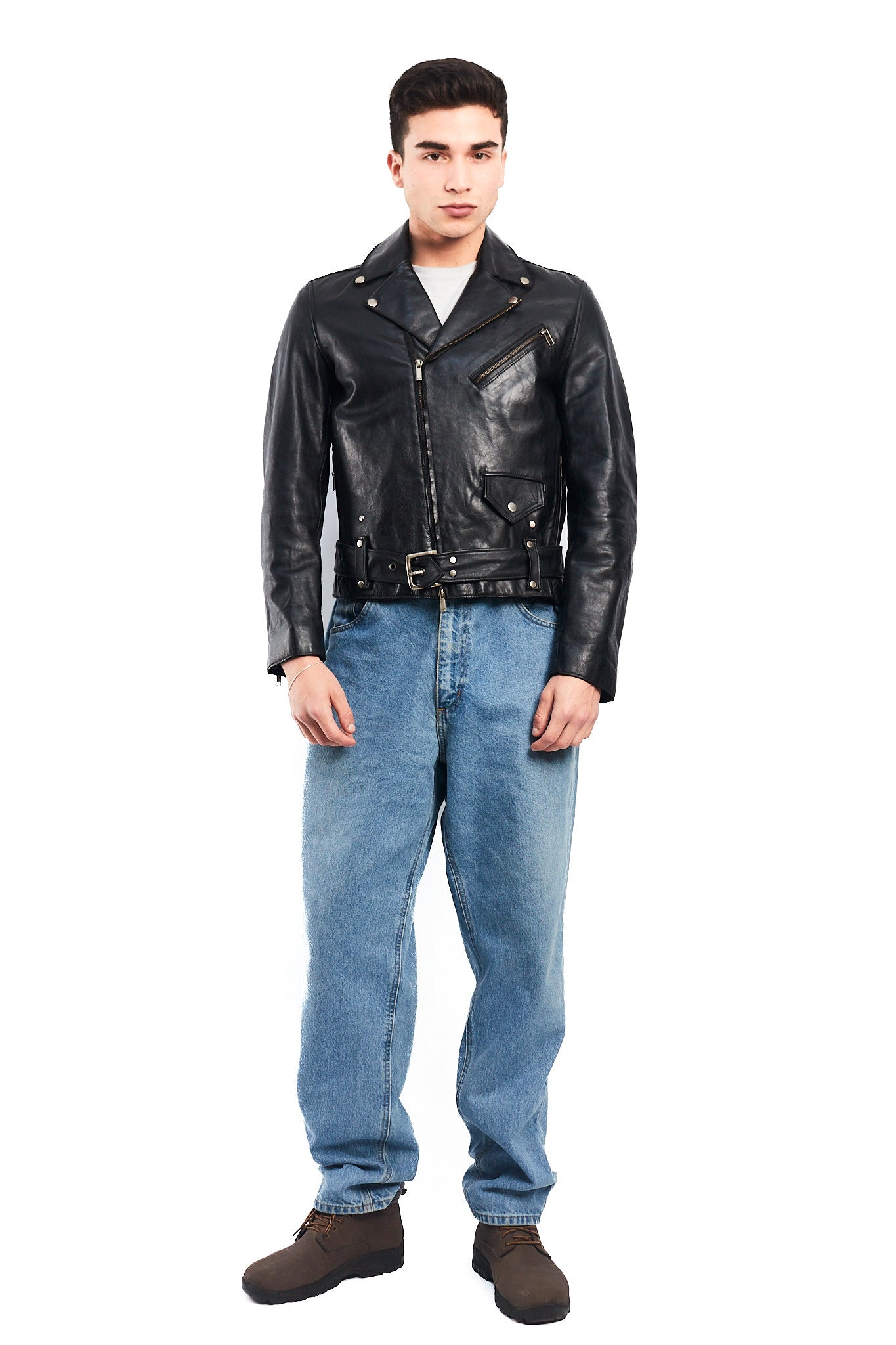 2000 Armani Exchange Leather Biker Jacket (S/M)