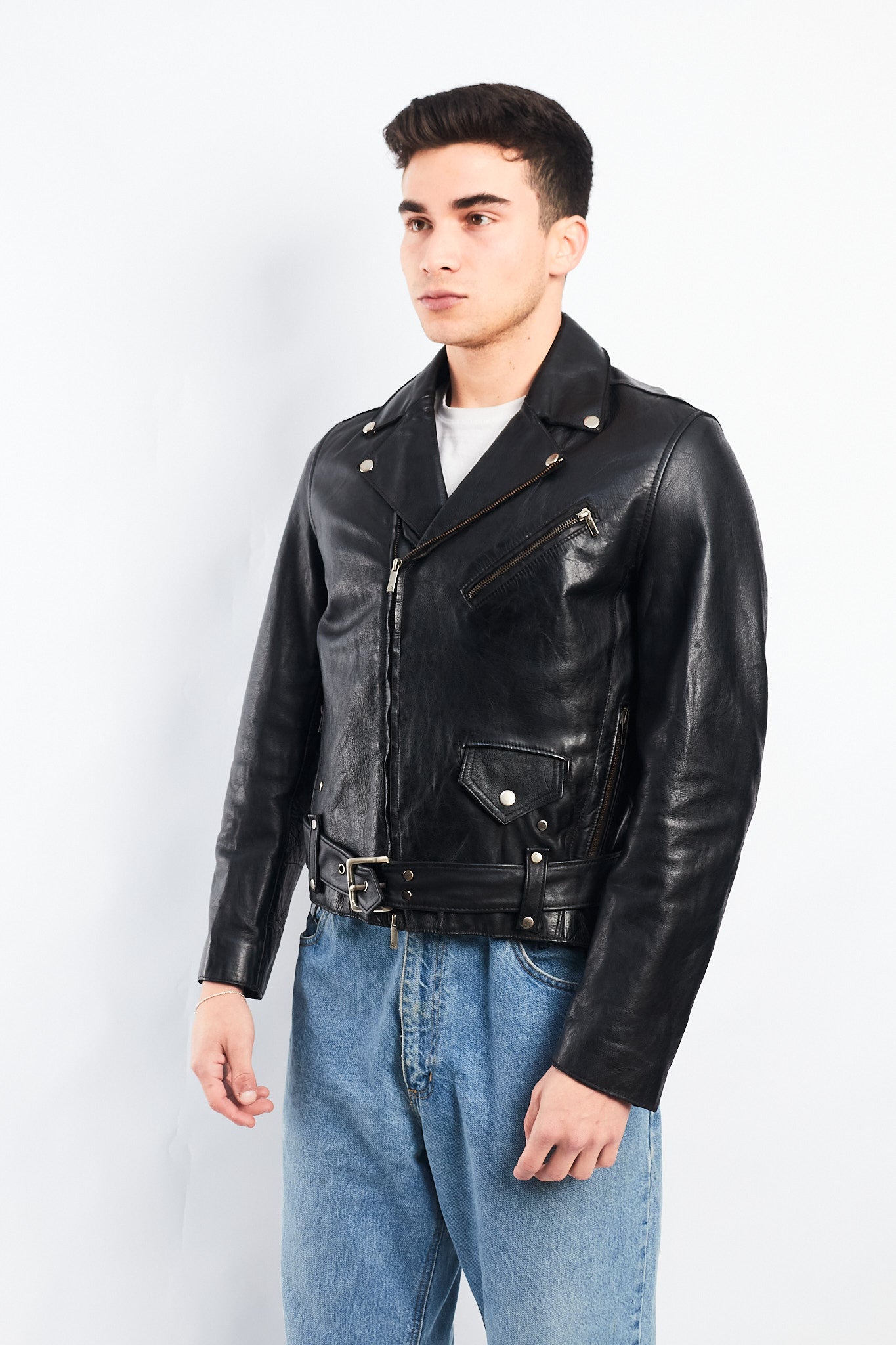 2000 Armani Exchange Leather Biker Jacket (S/M)