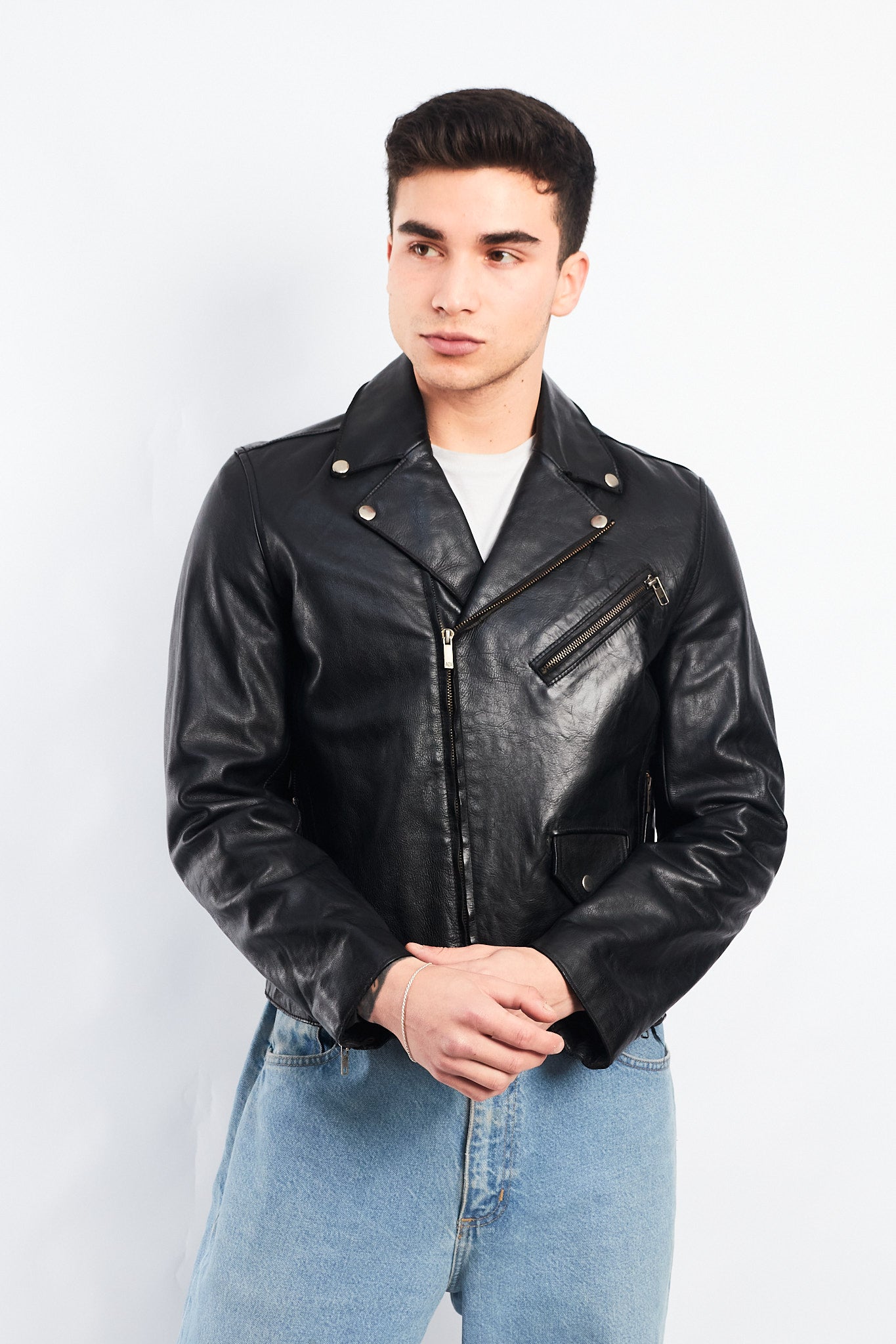 2000 Armani Exchange Leather Biker Jacket (S/M)