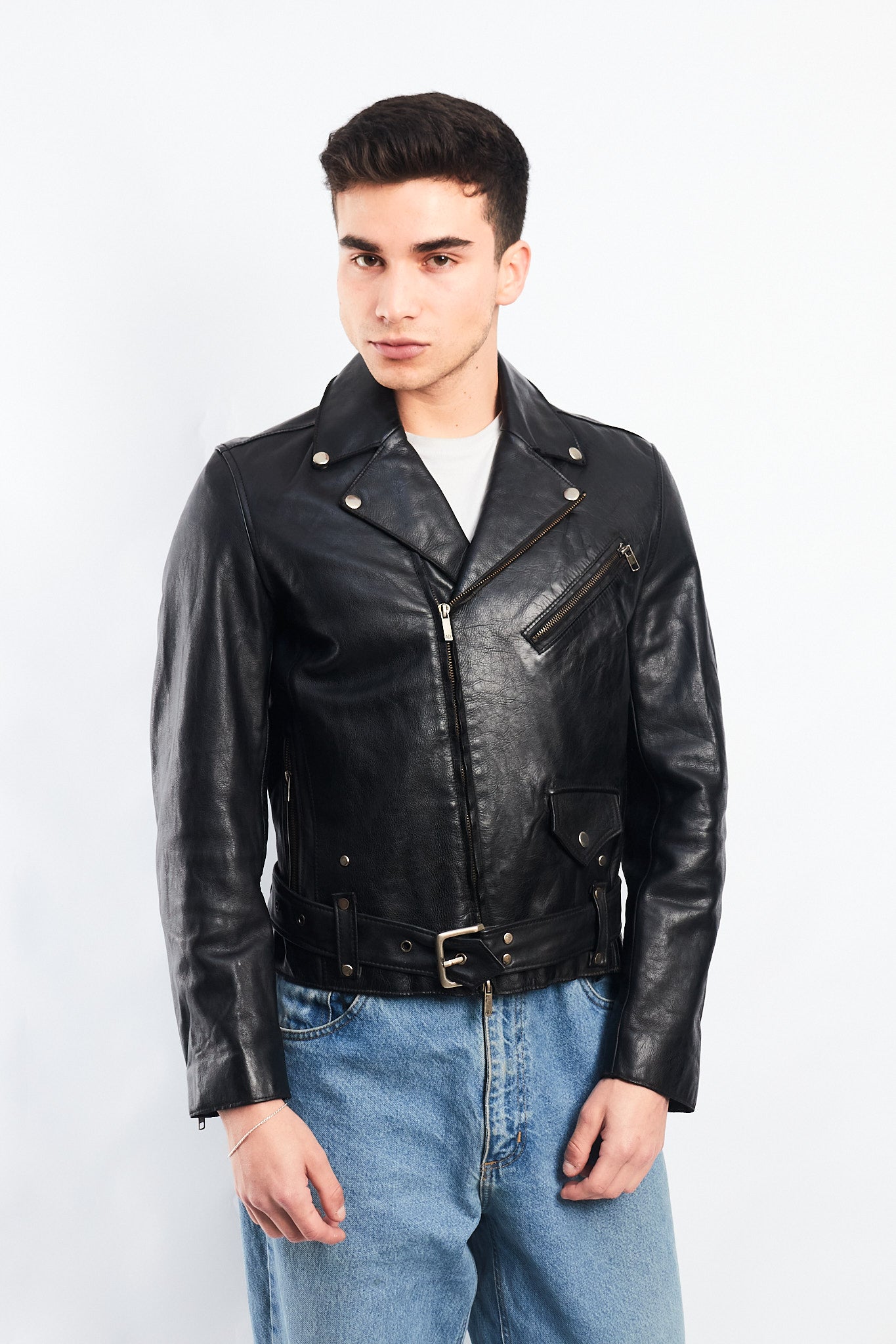 2000 Armani Exchange Leather Biker Jacket (S/M)