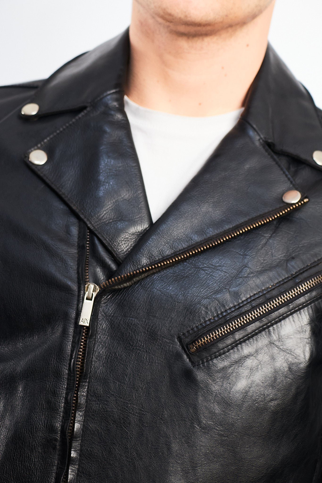 2000 Armani Exchange Leather Biker Jacket (S/M)