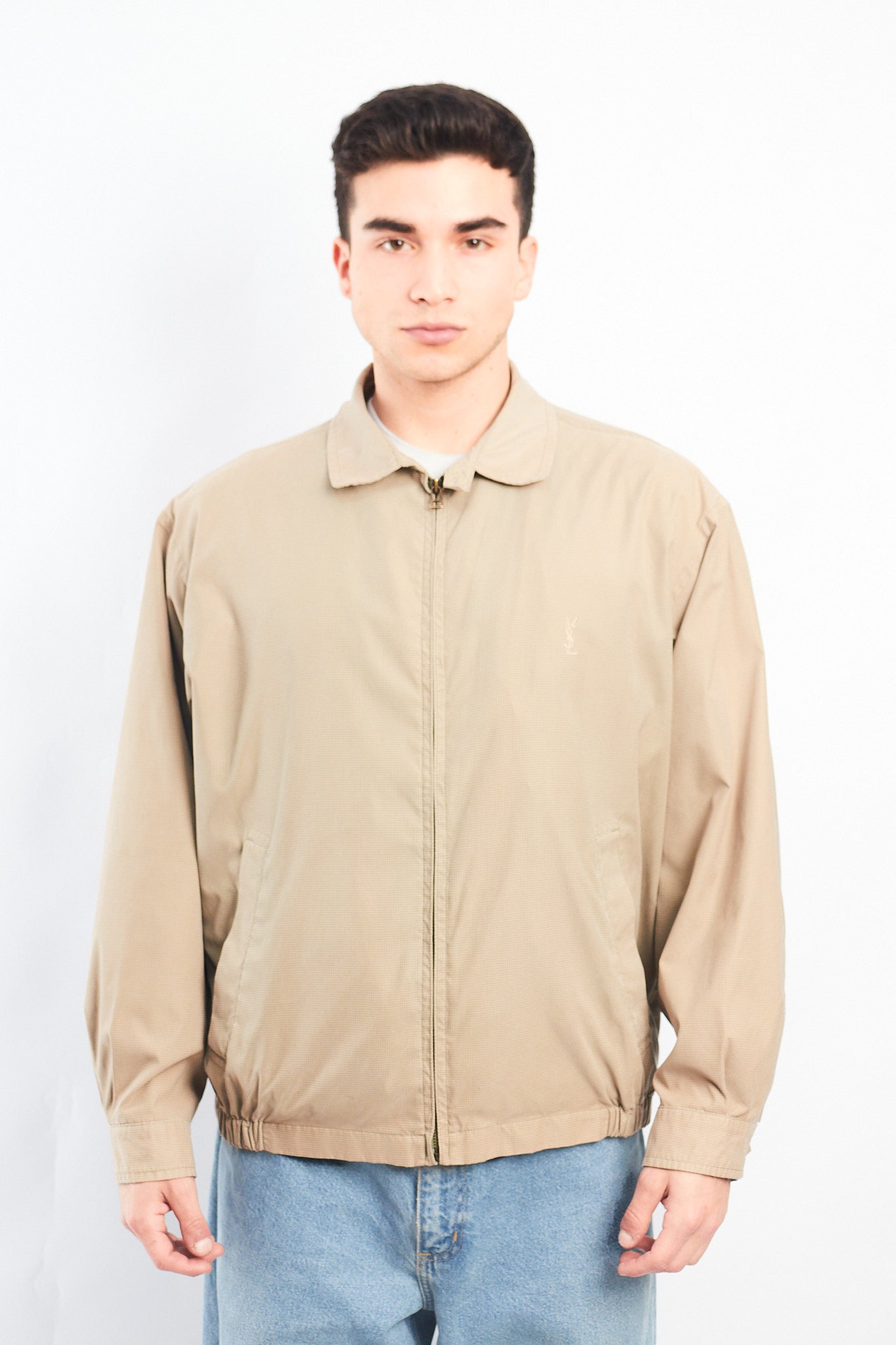 1990 Yve Saint Laurent Plaid Harrington Jacket (L)