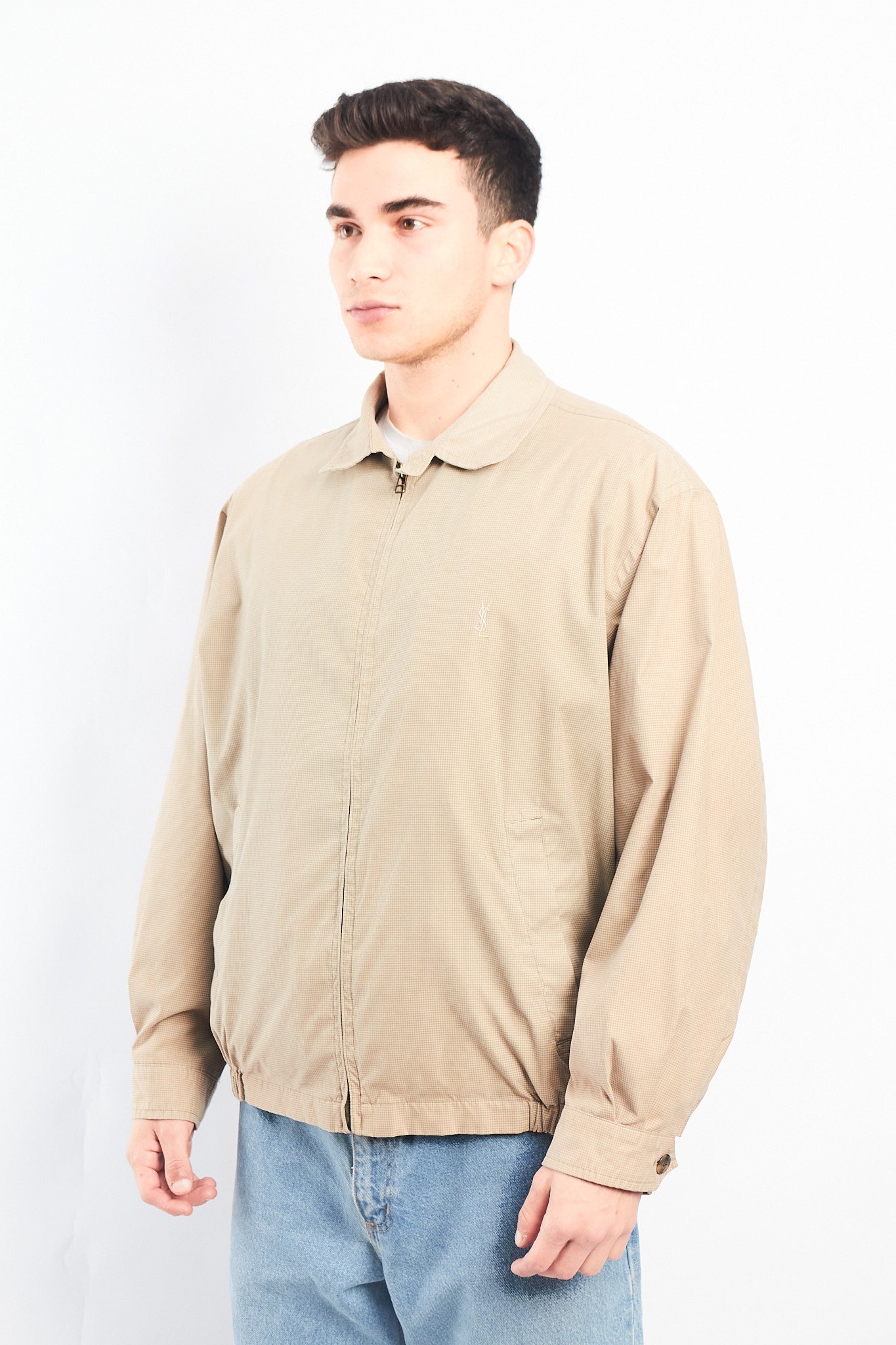 1990 Yve Saint Laurent Plaid Harrington Jacket (L)