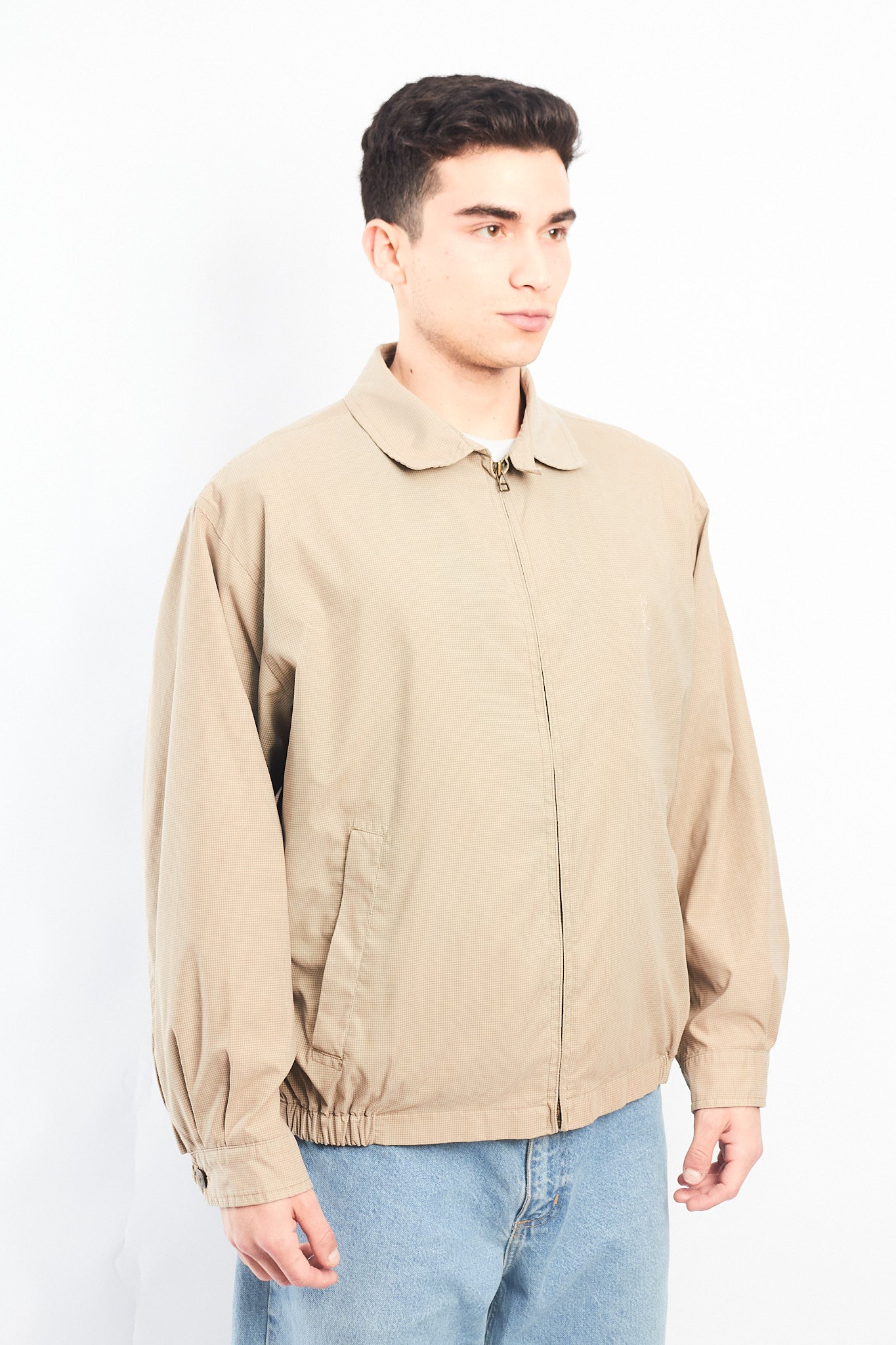 1990 Yve Saint Laurent Plaid Harrington Jacket (L)