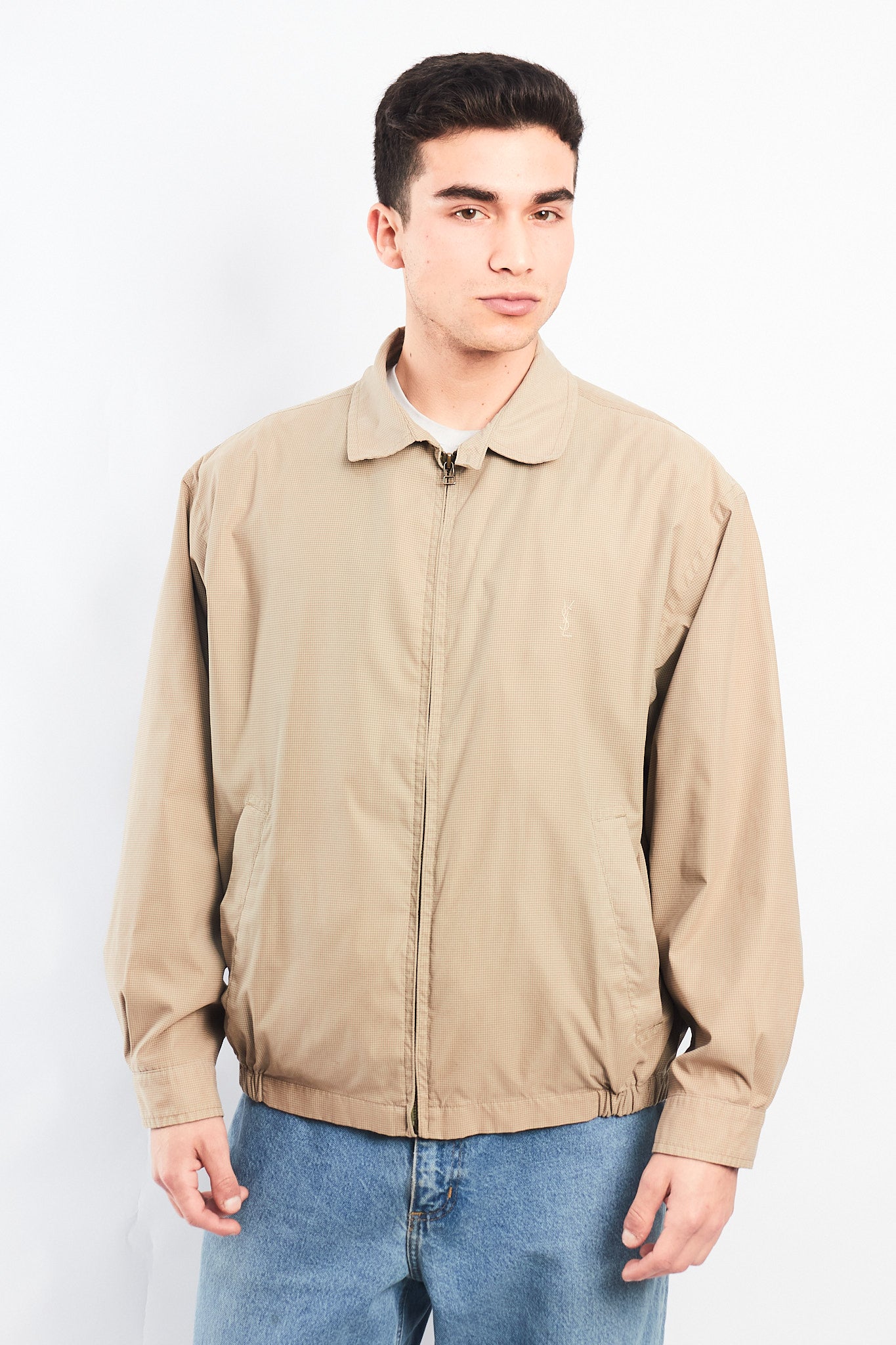 1990 Yve Saint Laurent Plaid Harrington Jacket (L)