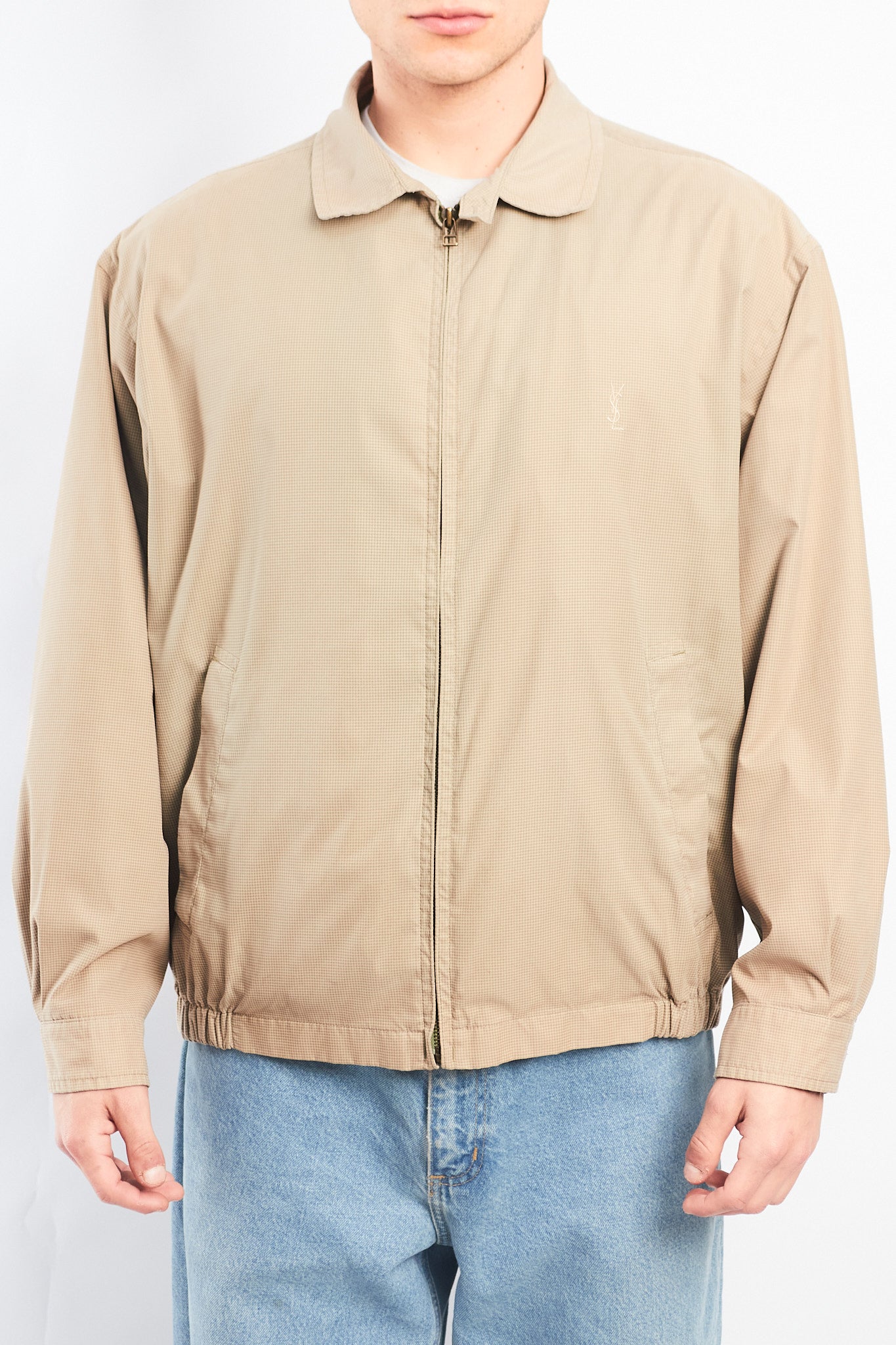 1990 Yve Saint Laurent Plaid Harrington Jacket (L)