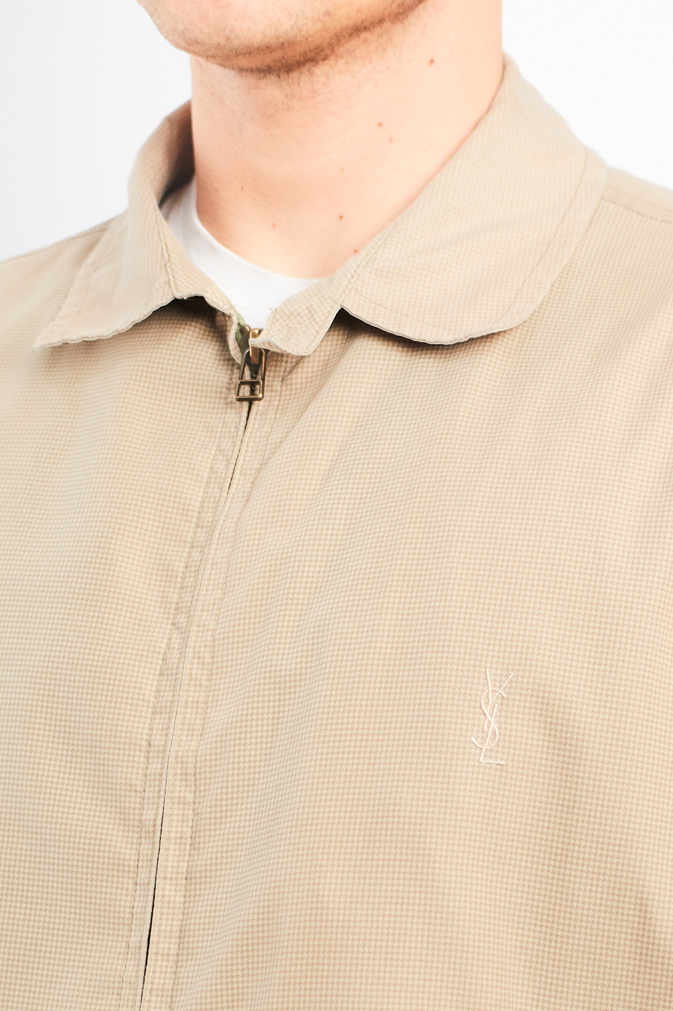 1990 Yve Saint Laurent Plaid Harrington Jacket (L)
