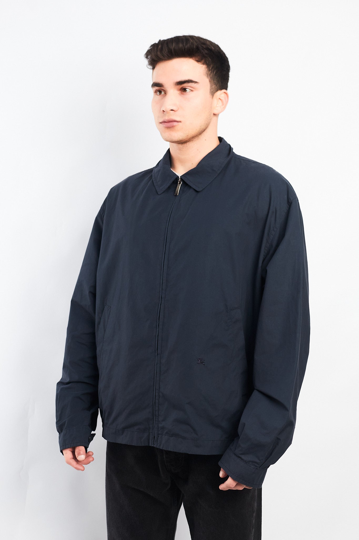 Vintage Burberry Navy Harrington Jacket (L/XL)