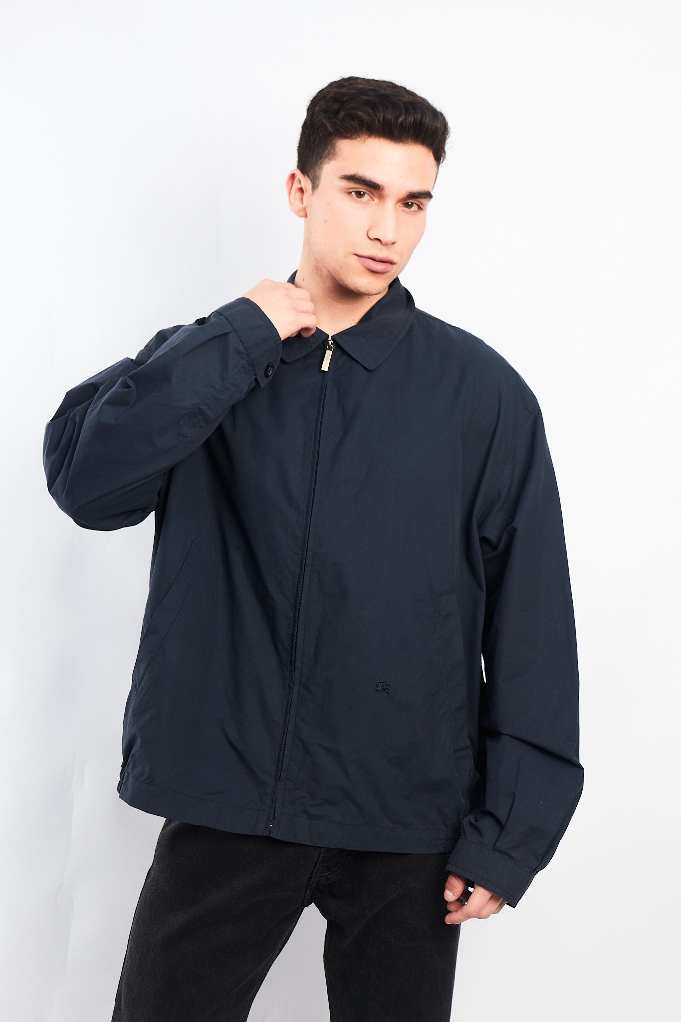 Vintage Burberry Navy Harrington Jacket (L/XL)