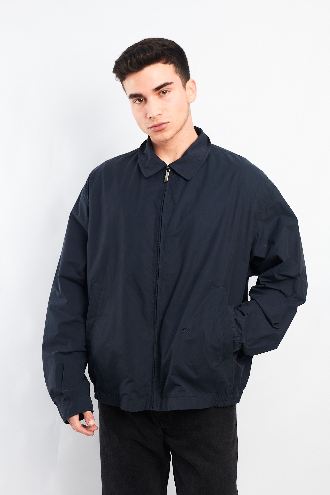 Vintage Burberry Navy Harrington Jacket (L/XL)