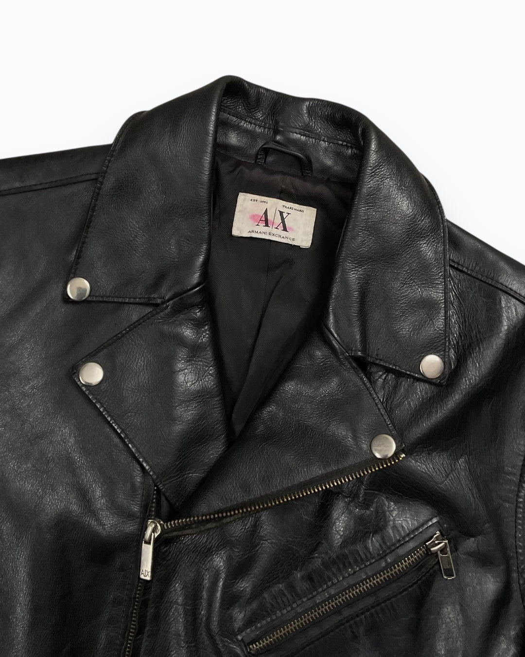 2000 Armani Exchange Leather Biker Jacket (S/M)