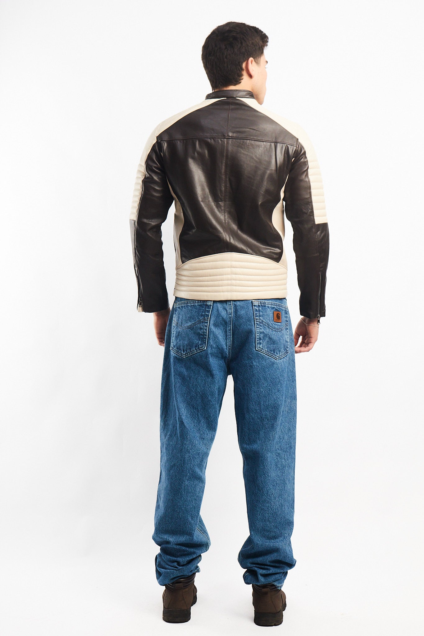 Genuine Leather Moto Cafe Racer Jacket (S/M)