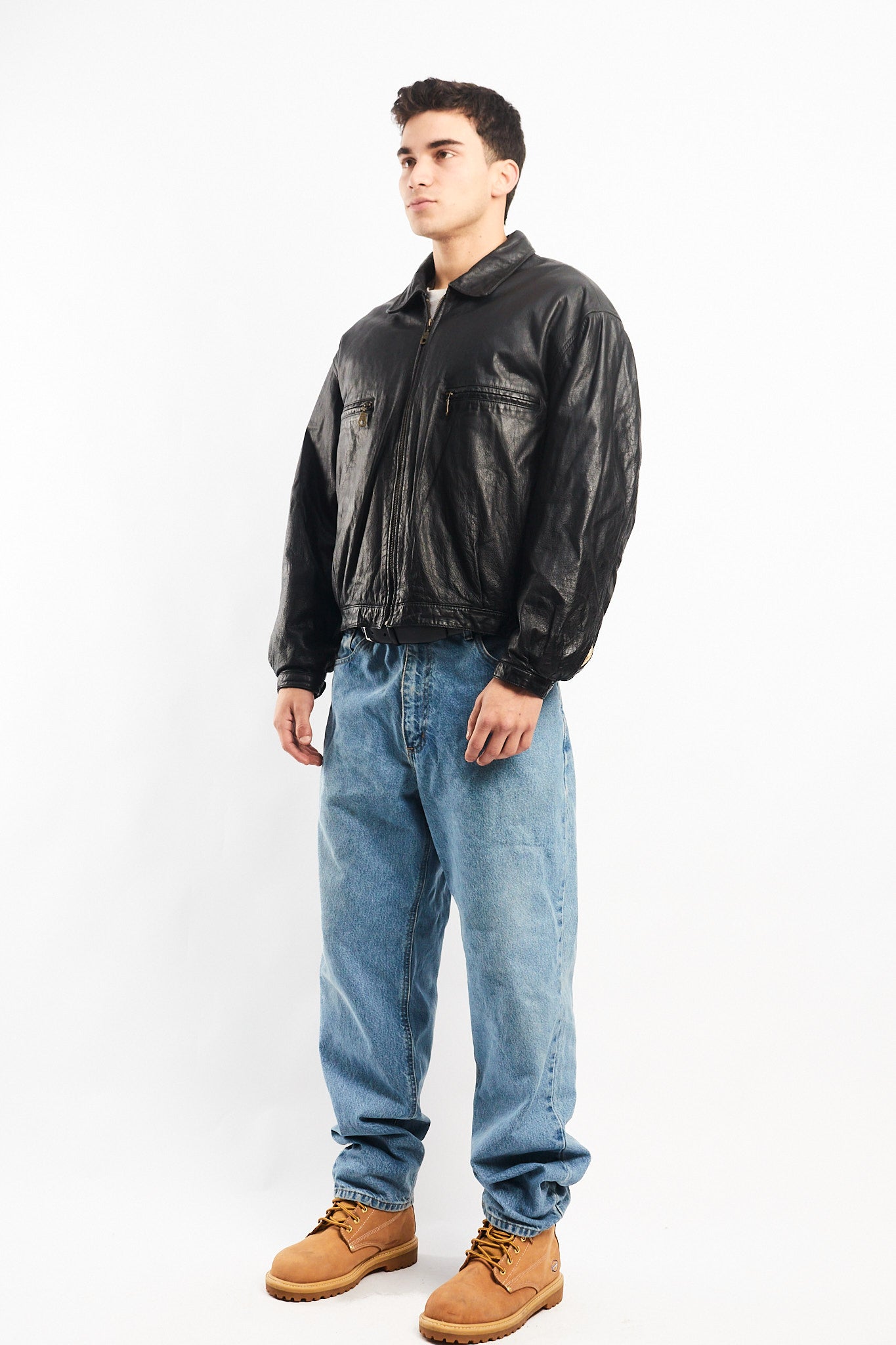 1990 Black Genuine Leather Type Aviator Jacket (M/L)