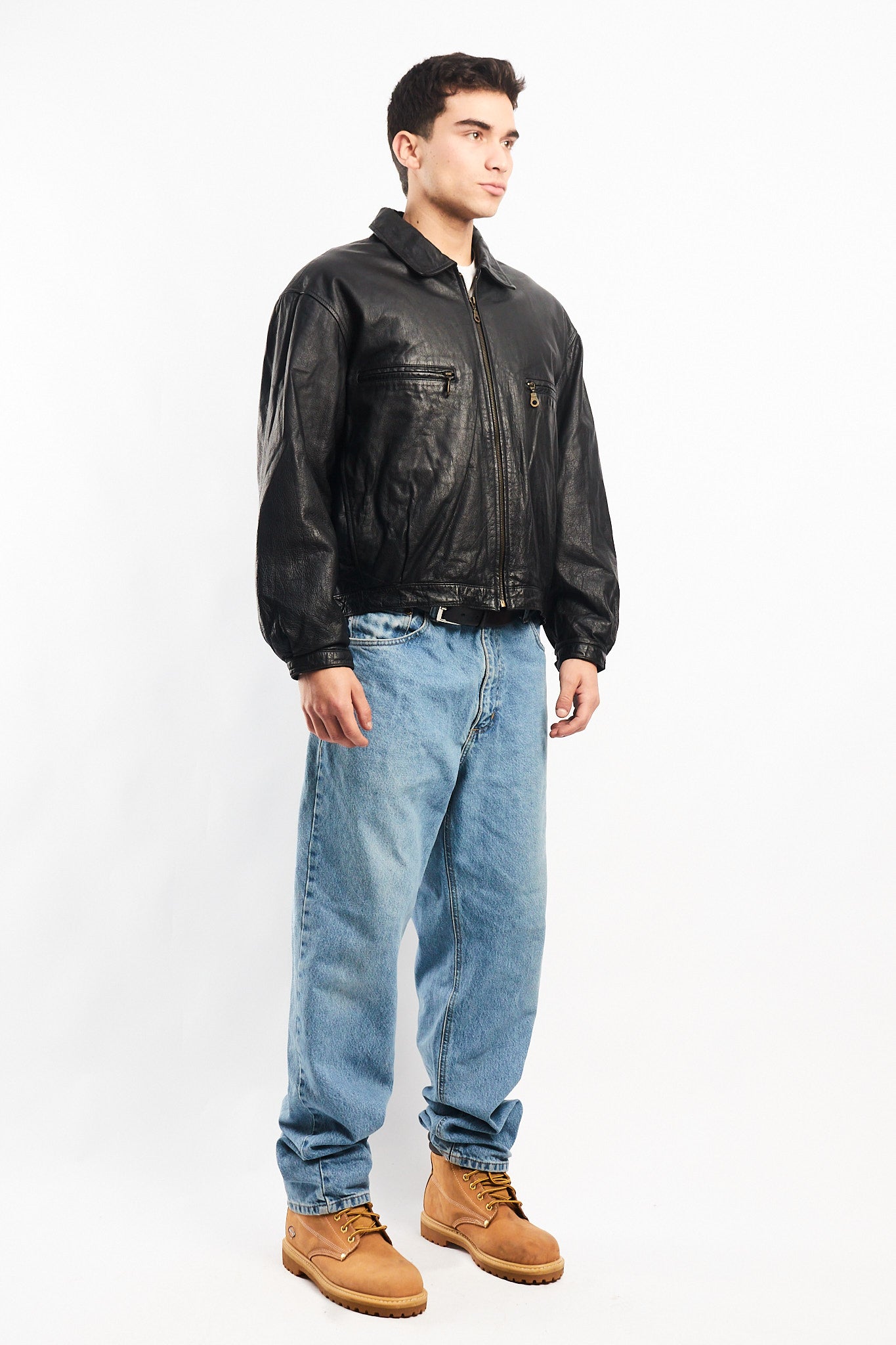 1990 Black Genuine Leather Type Aviator Jacket (M/L)