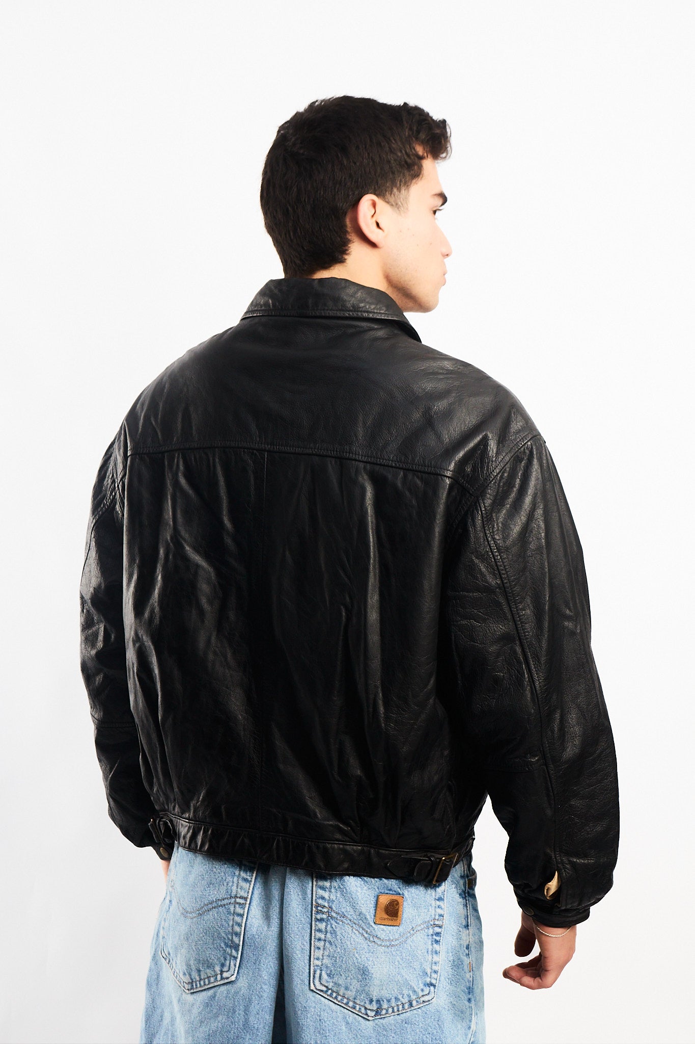 1990 Black Genuine Leather Type Aviator Jacket (M/L)