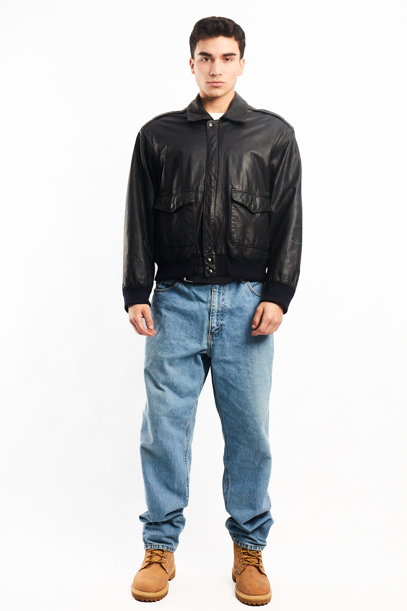 Vintage Black A-2 Leather Flight Jacket (M)