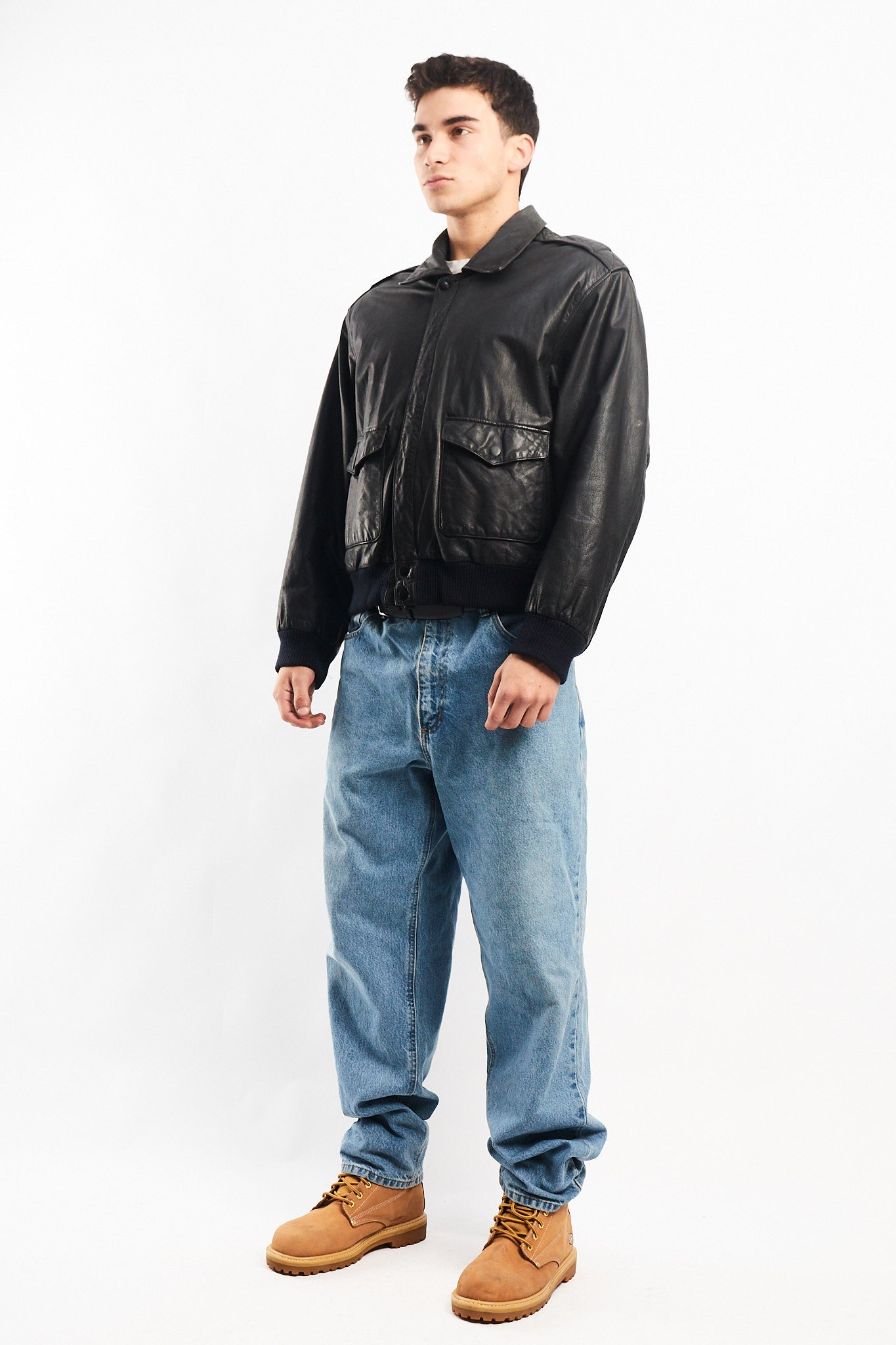 Vintage Black A-2 Leather Flight Jacket (M)