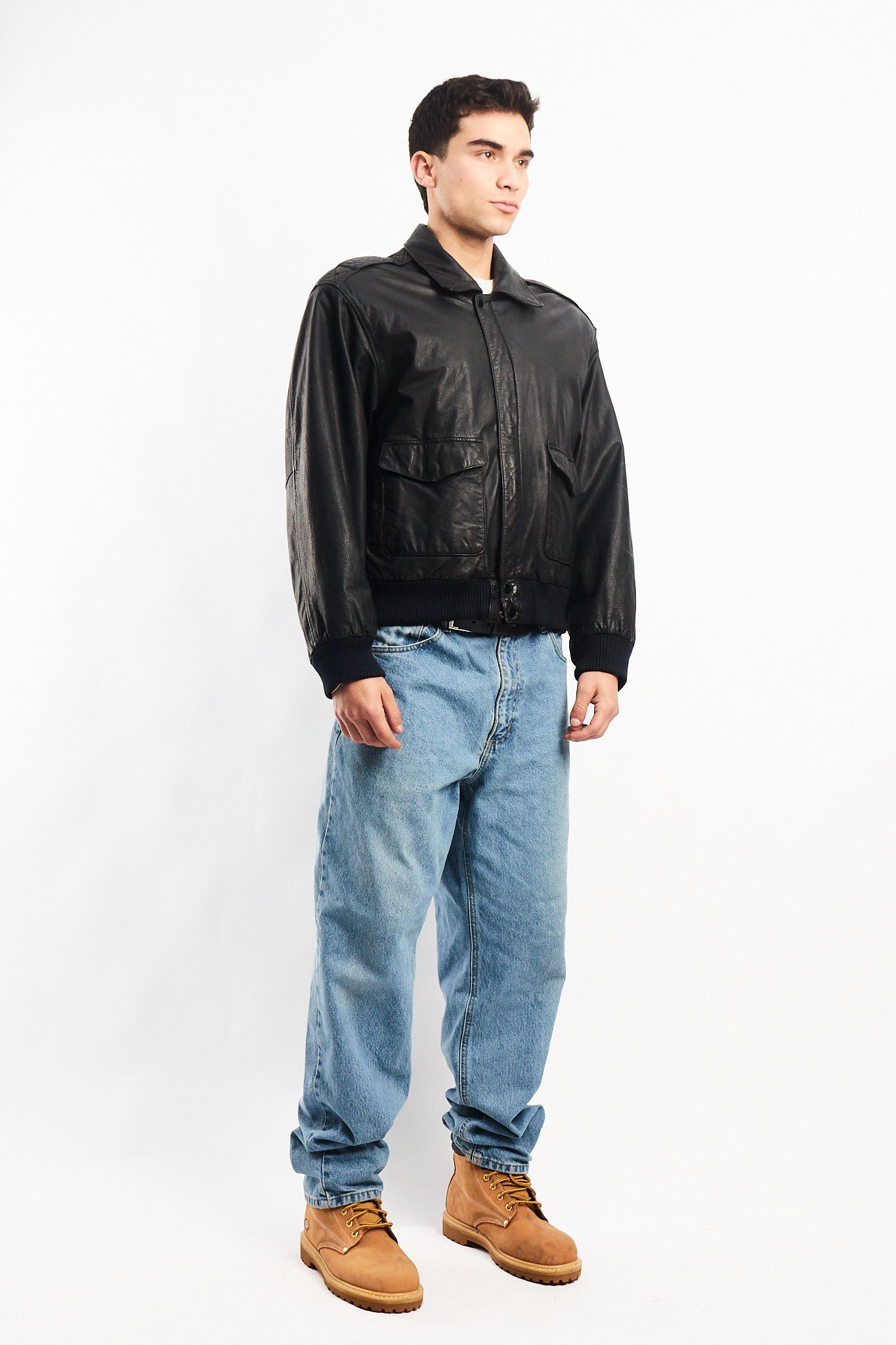 Vintage Black A-2 Leather Flight Jacket (M)