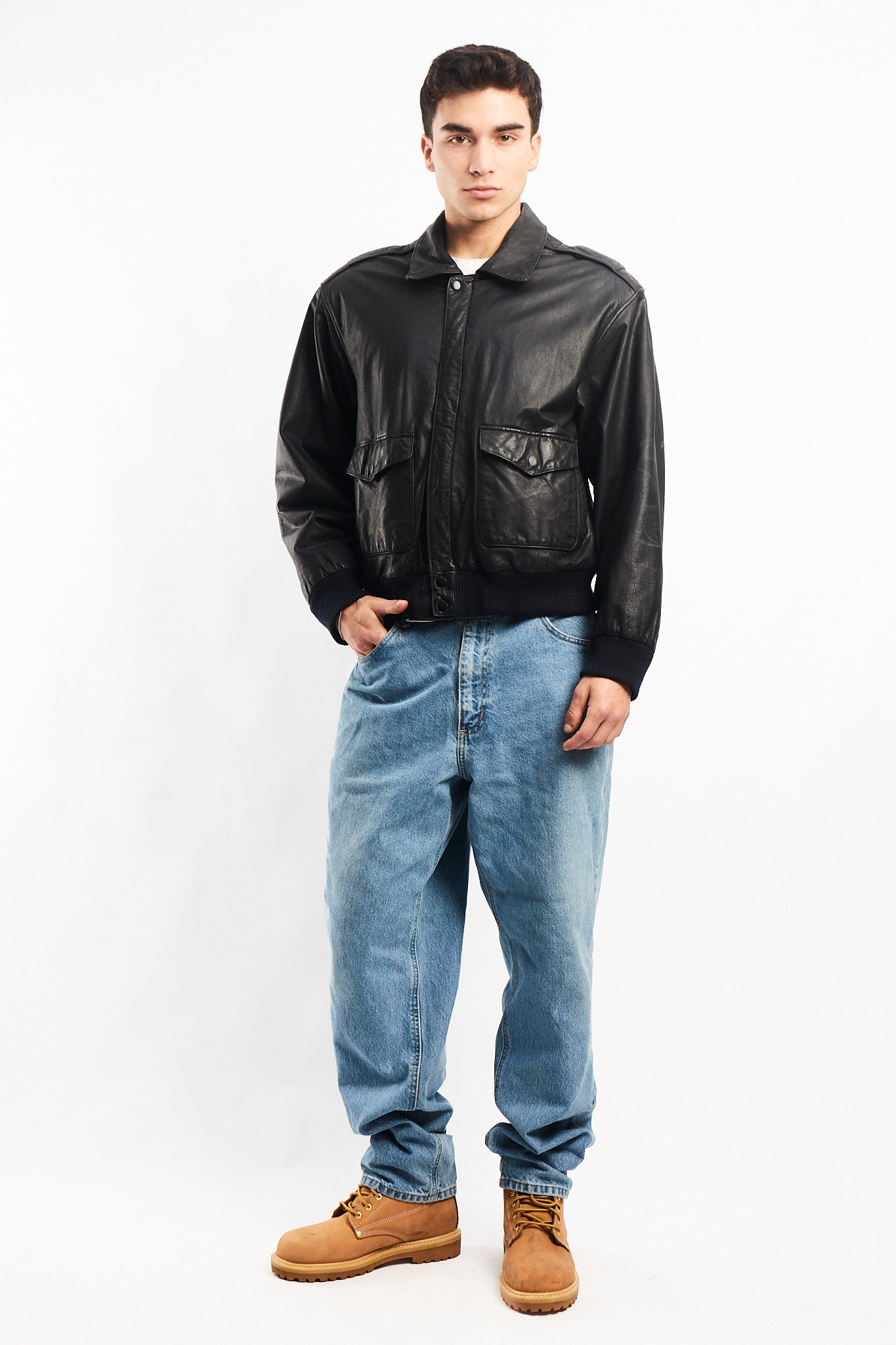 Vintage Black A-2 Leather Flight Jacket (M)