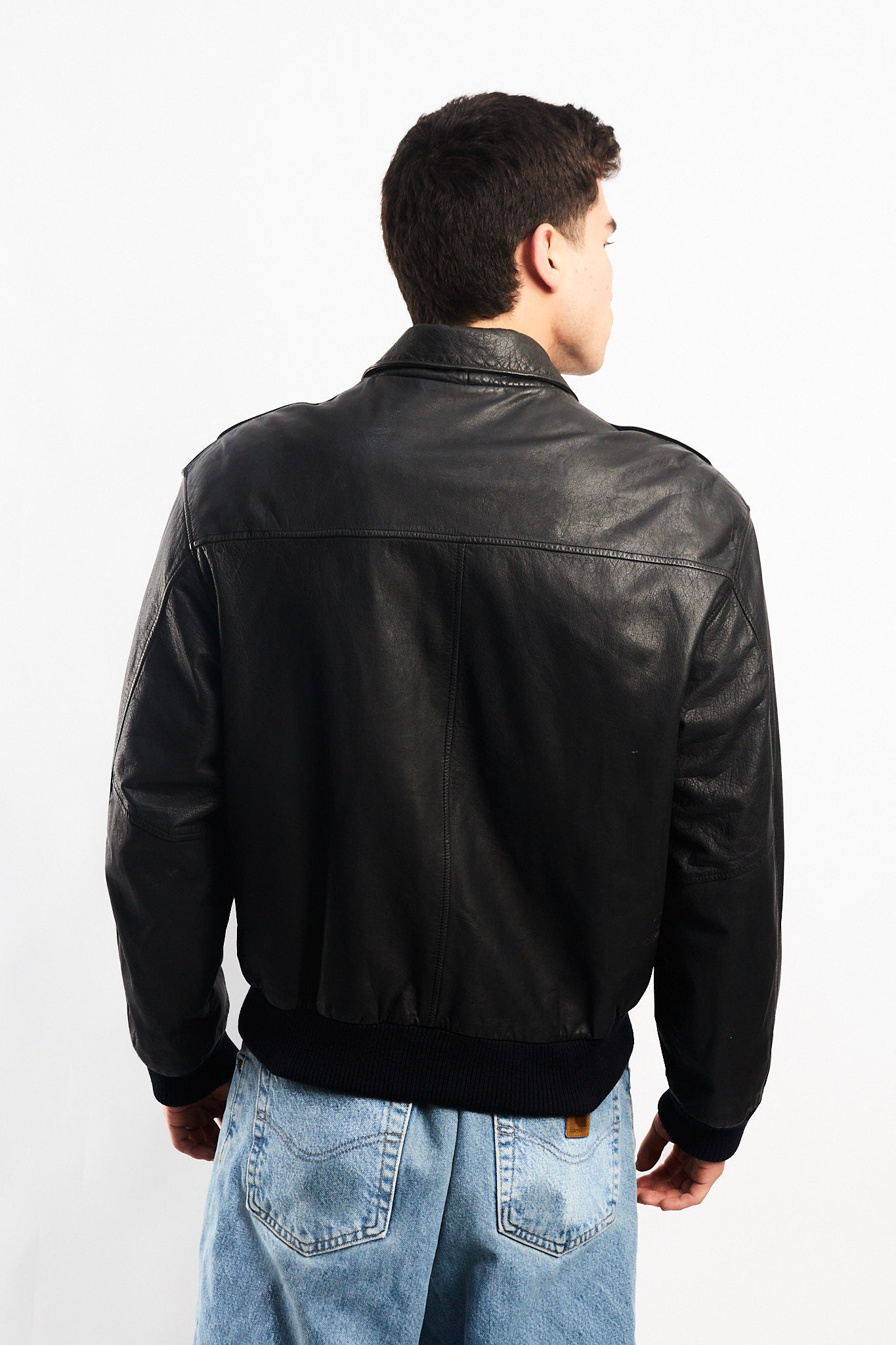 Vintage Black A-2 Leather Flight Jacket (M)