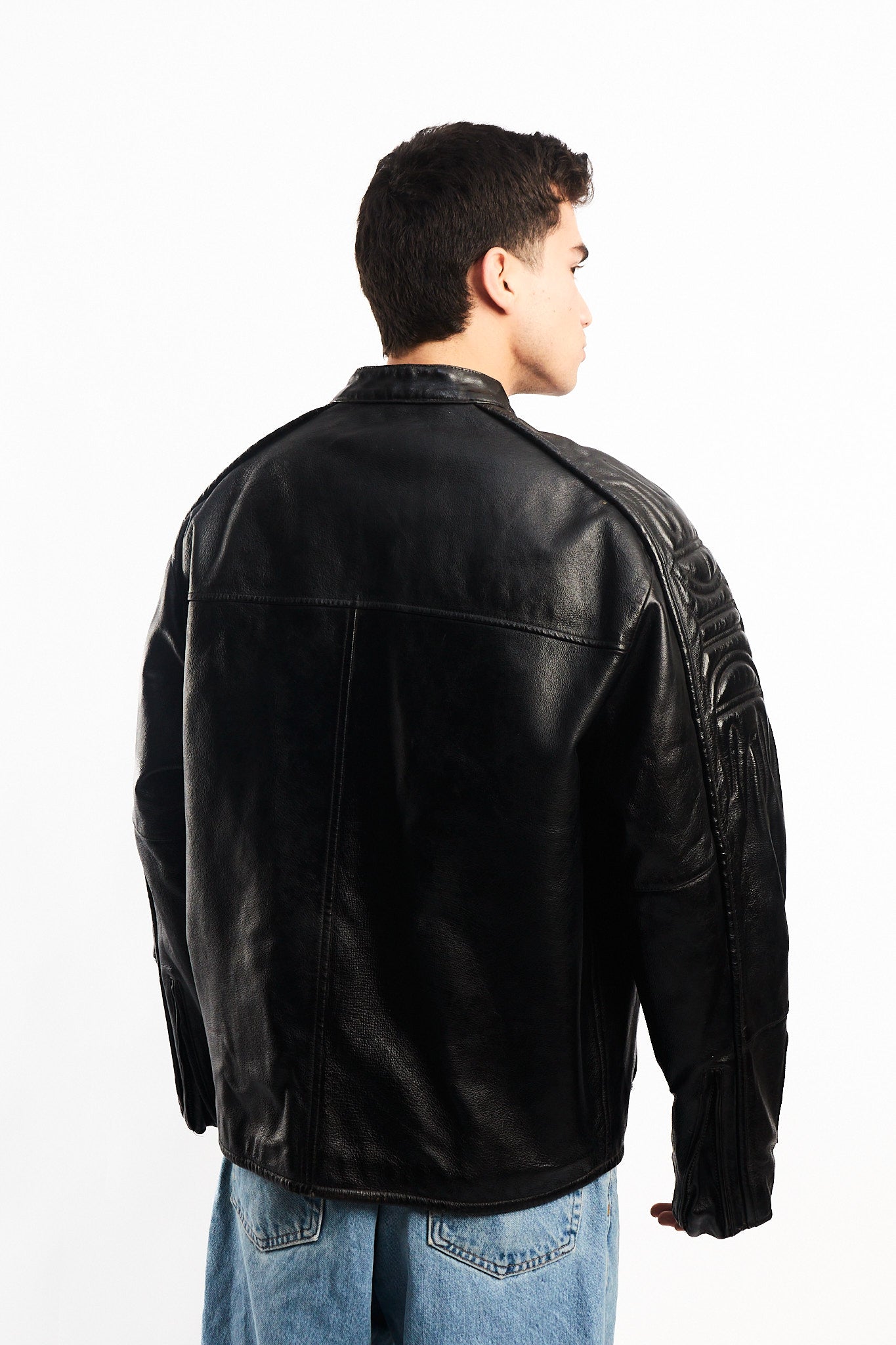 Vintage Max USA Flame Motocross Leather Jacket (L/XL)