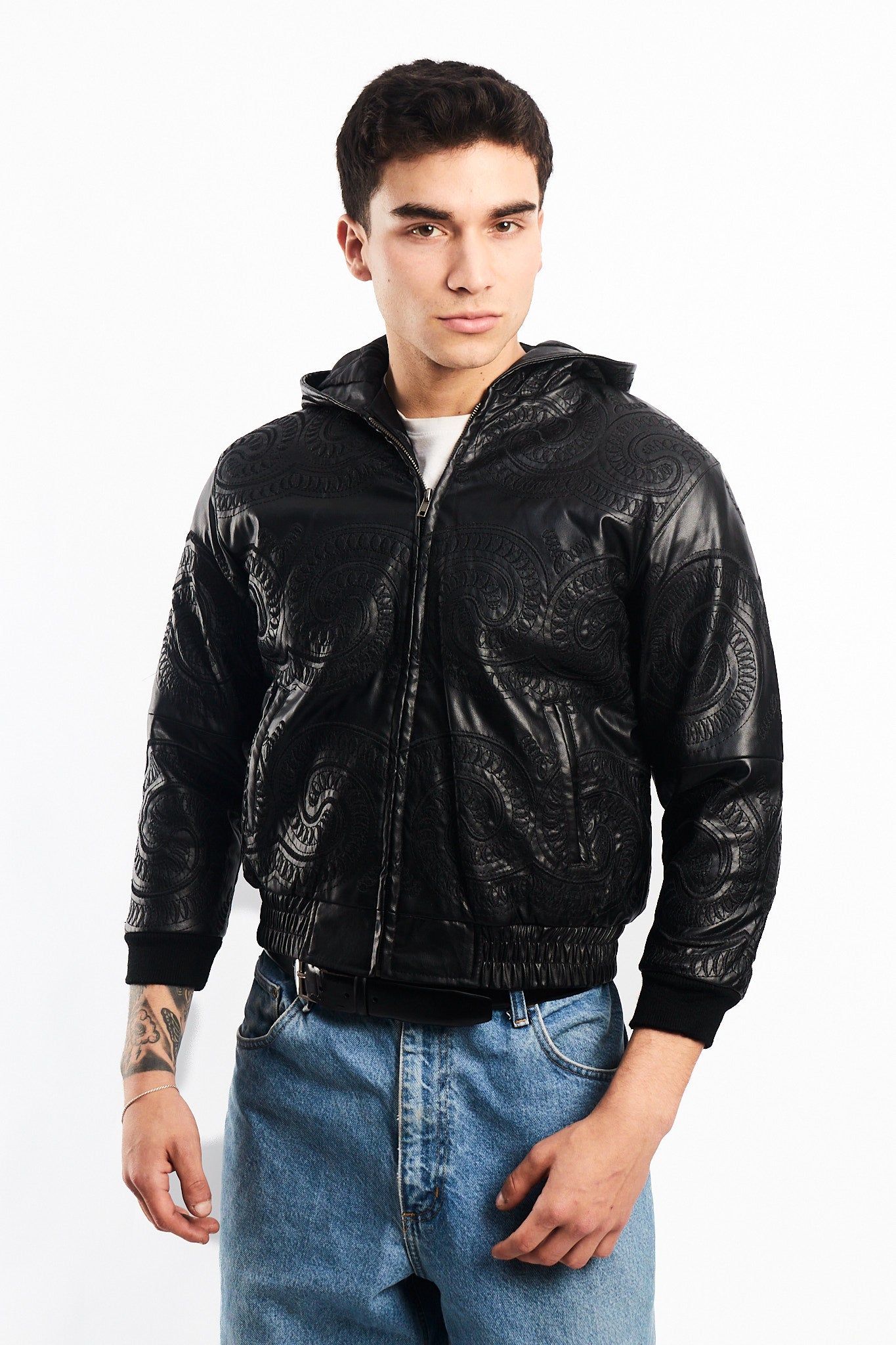 Vintage New York Tribal Vegan Leather Active Jacket (S)