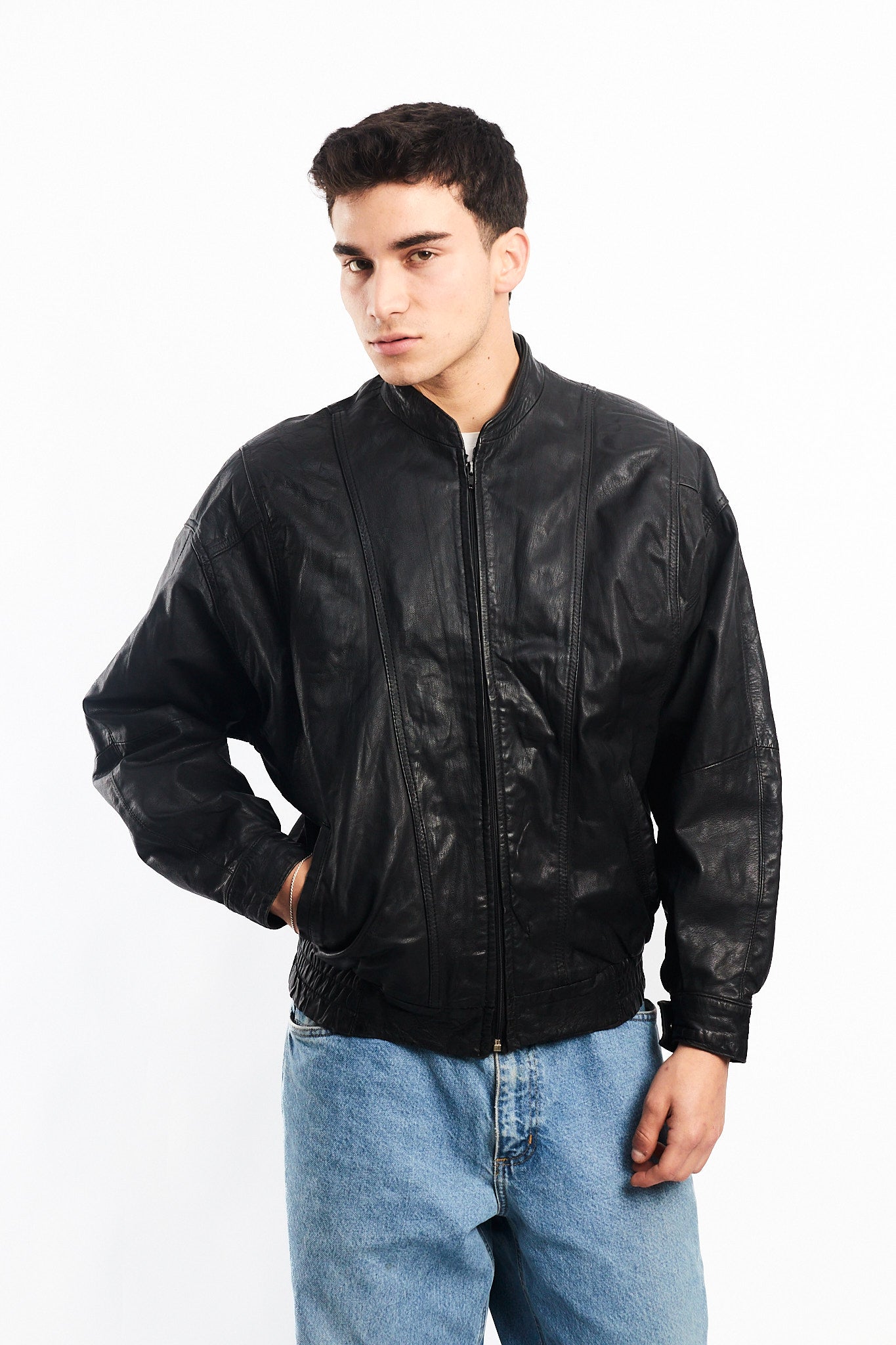 1990 Renzo Costa Leather Bomber Jacket (S/M)
