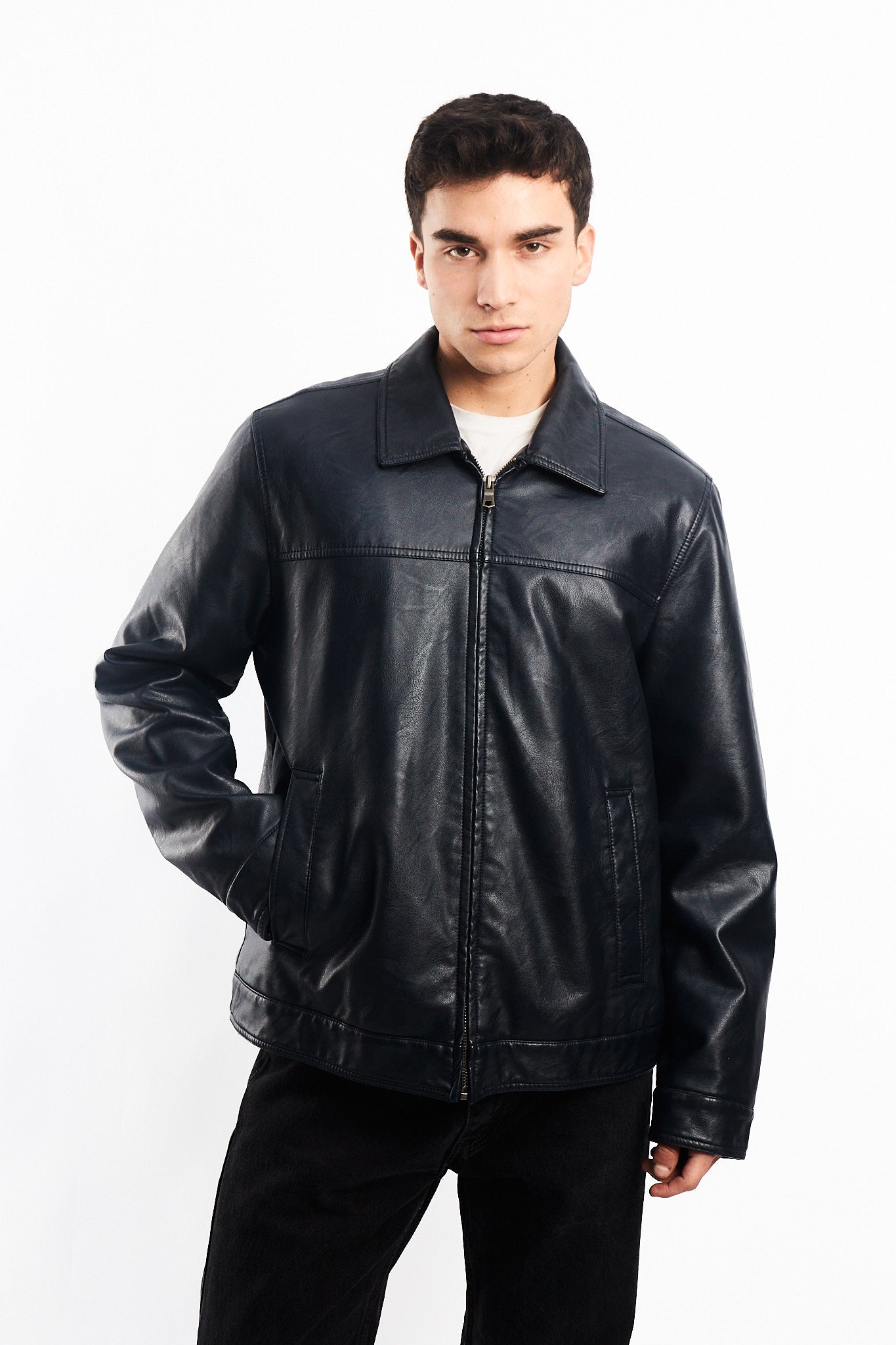 2000 Tommy Hilfiger Vegan Leather Harrington jacket (M/L)