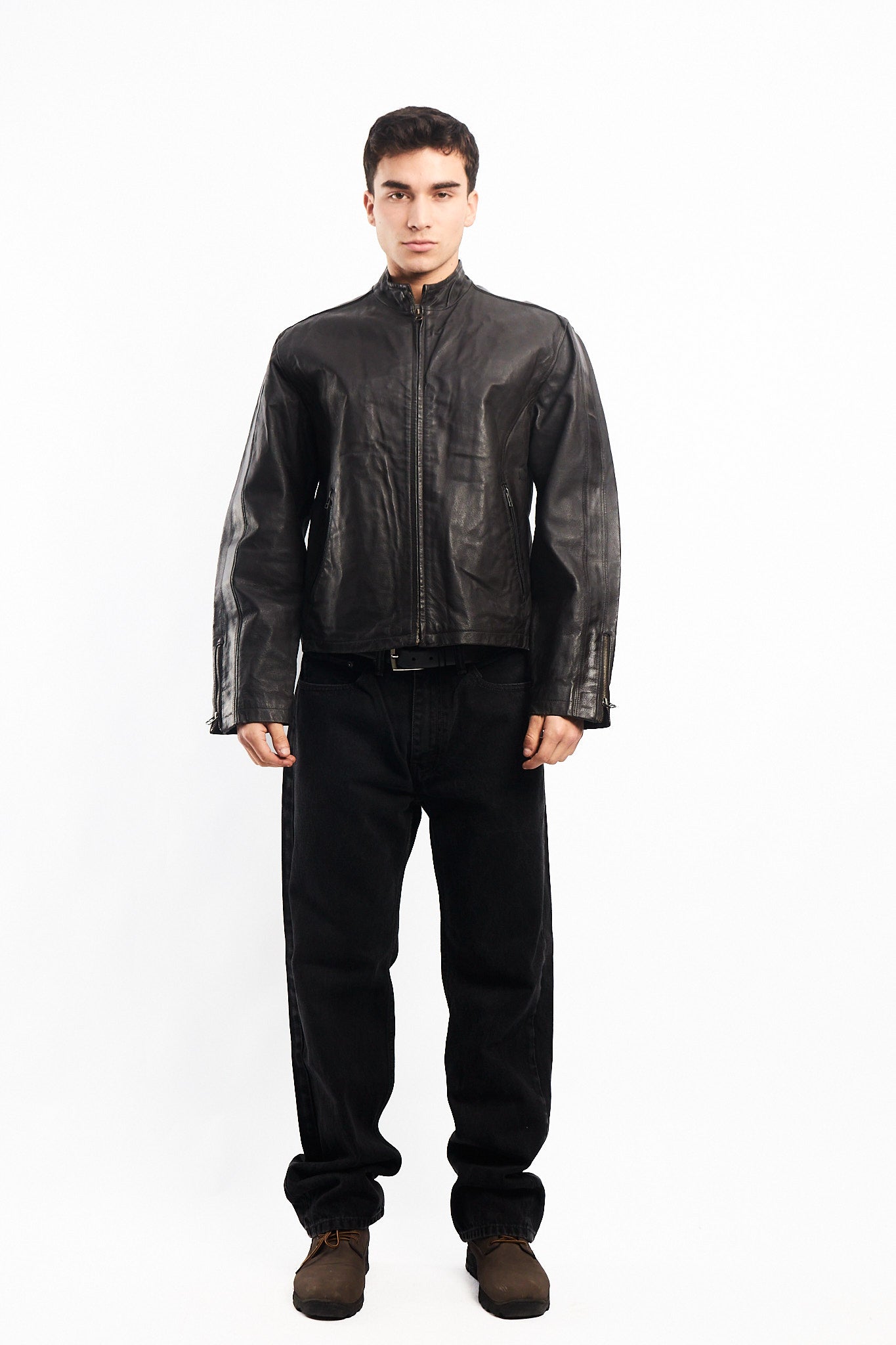 Vintage Chocolate Genuine Leather Bomber Jacket (M)