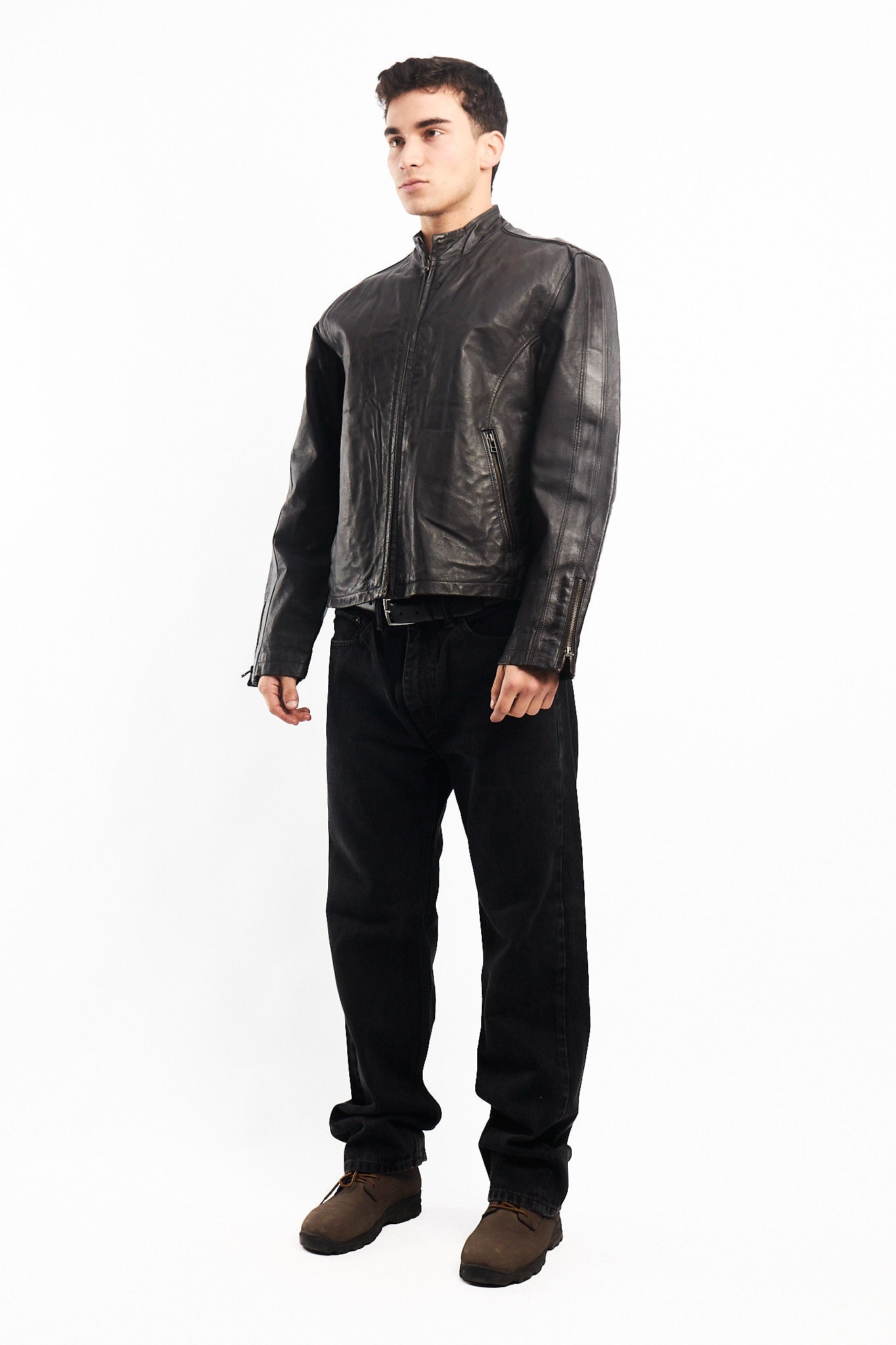 Vintage Chocolate Genuine Leather Bomber Jacket (M)