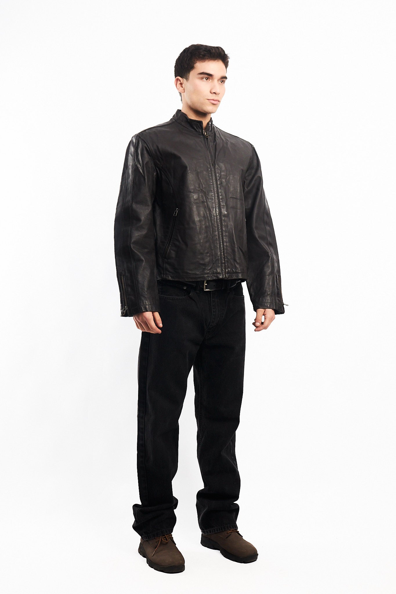 Vintage Chocolate Genuine Leather Bomber Jacket (M)