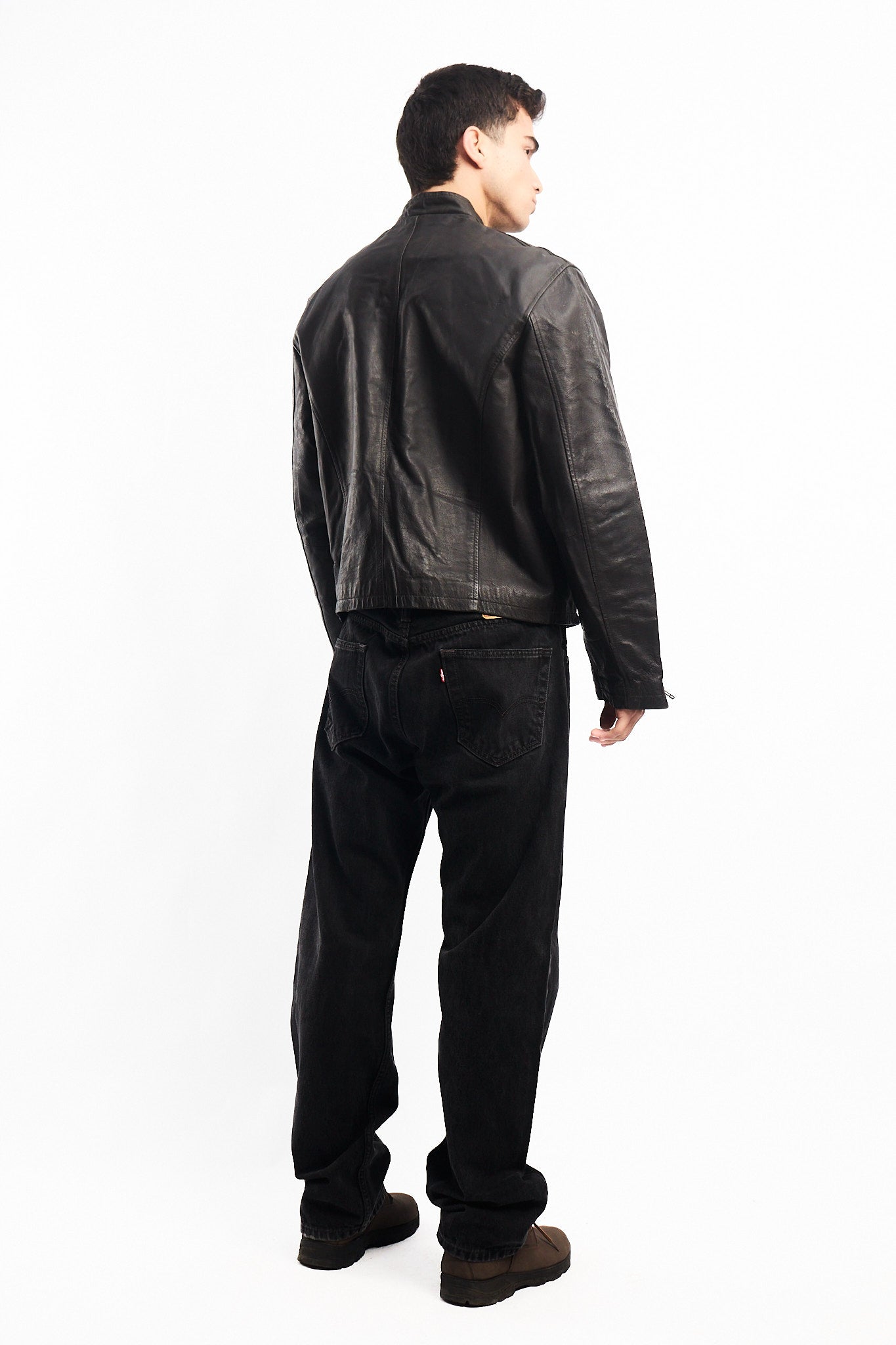 Vintage Chocolate Genuine Leather Bomber Jacket (M)