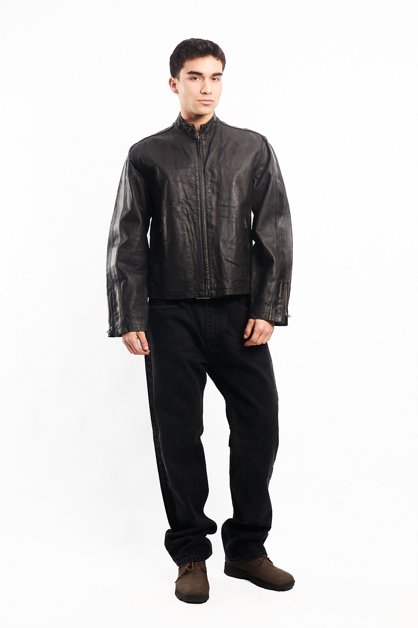 Vintage Chocolate Genuine Leather Bomber Jacket (M)