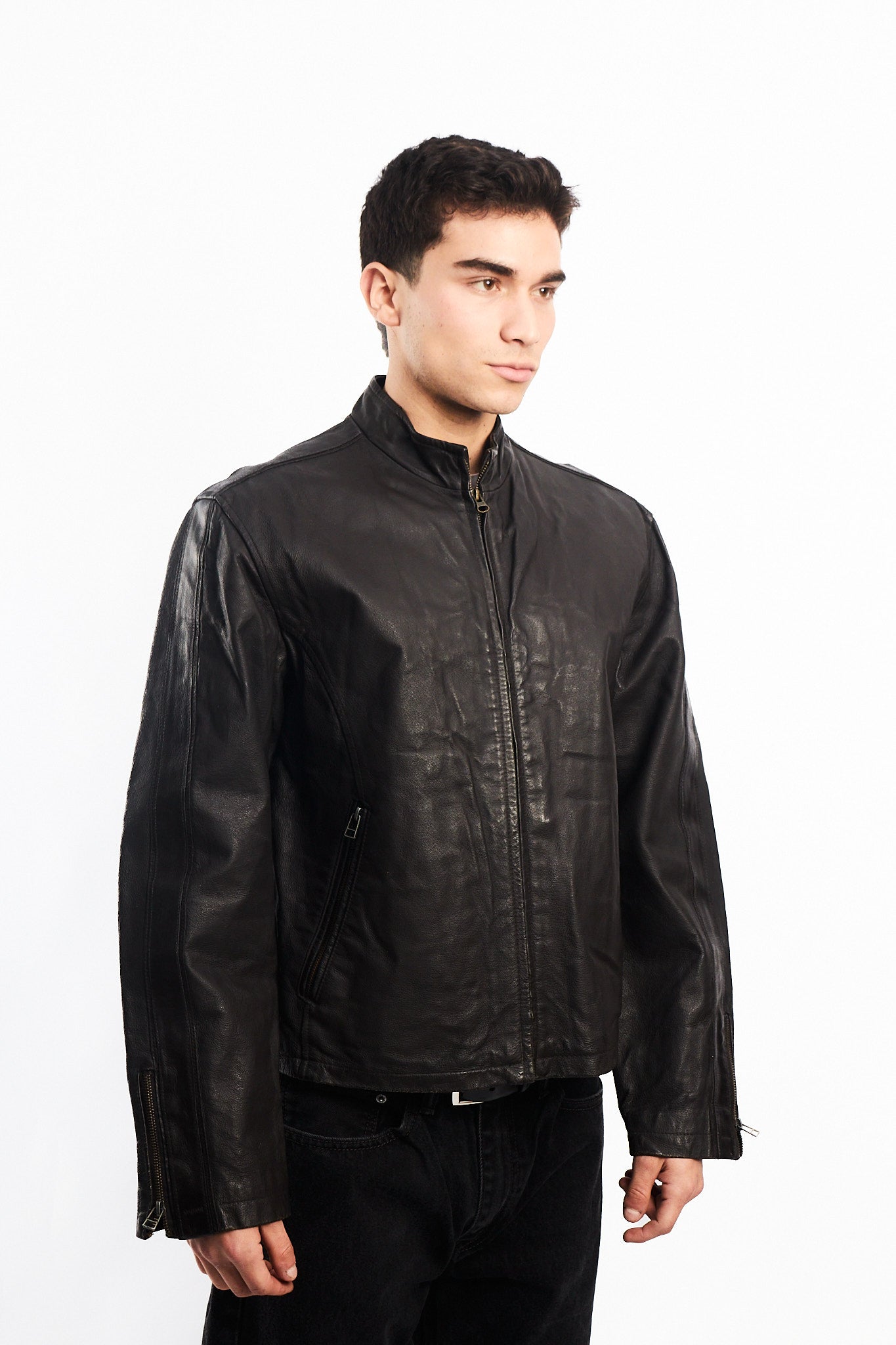 Vintage Chocolate Genuine Leather Bomber Jacket (M)
