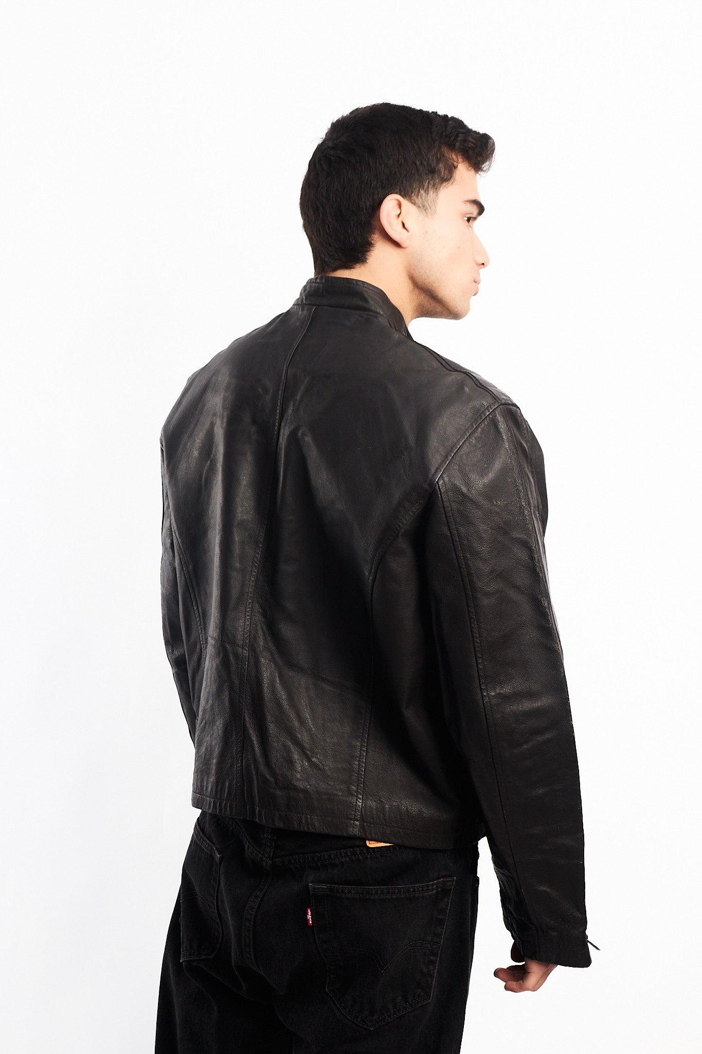 Vintage Chocolate Genuine Leather Bomber Jacket (M)