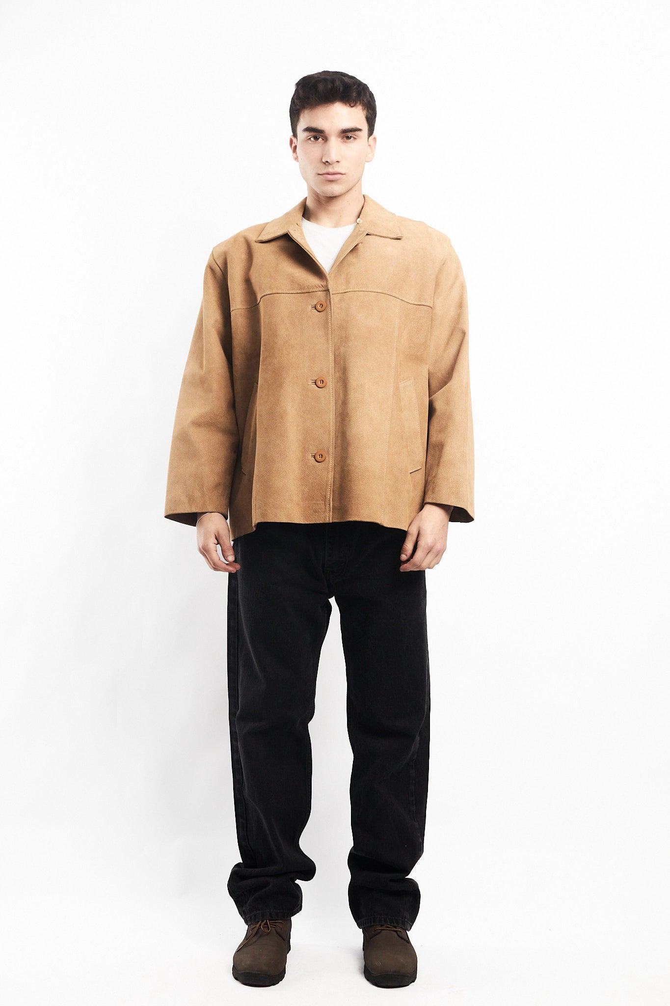 Beige Suede Leather Coat (M/L)