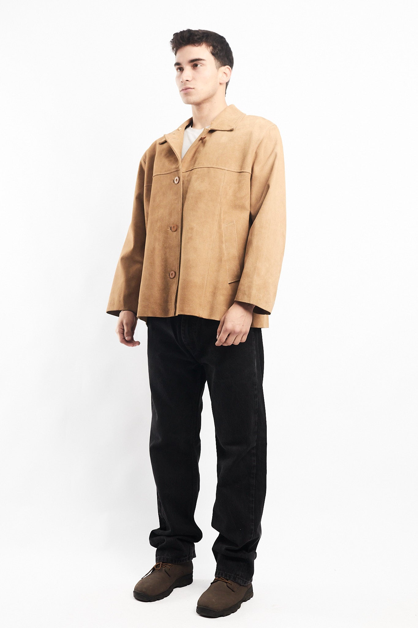 Beige Suede Leather Coat (M/L)