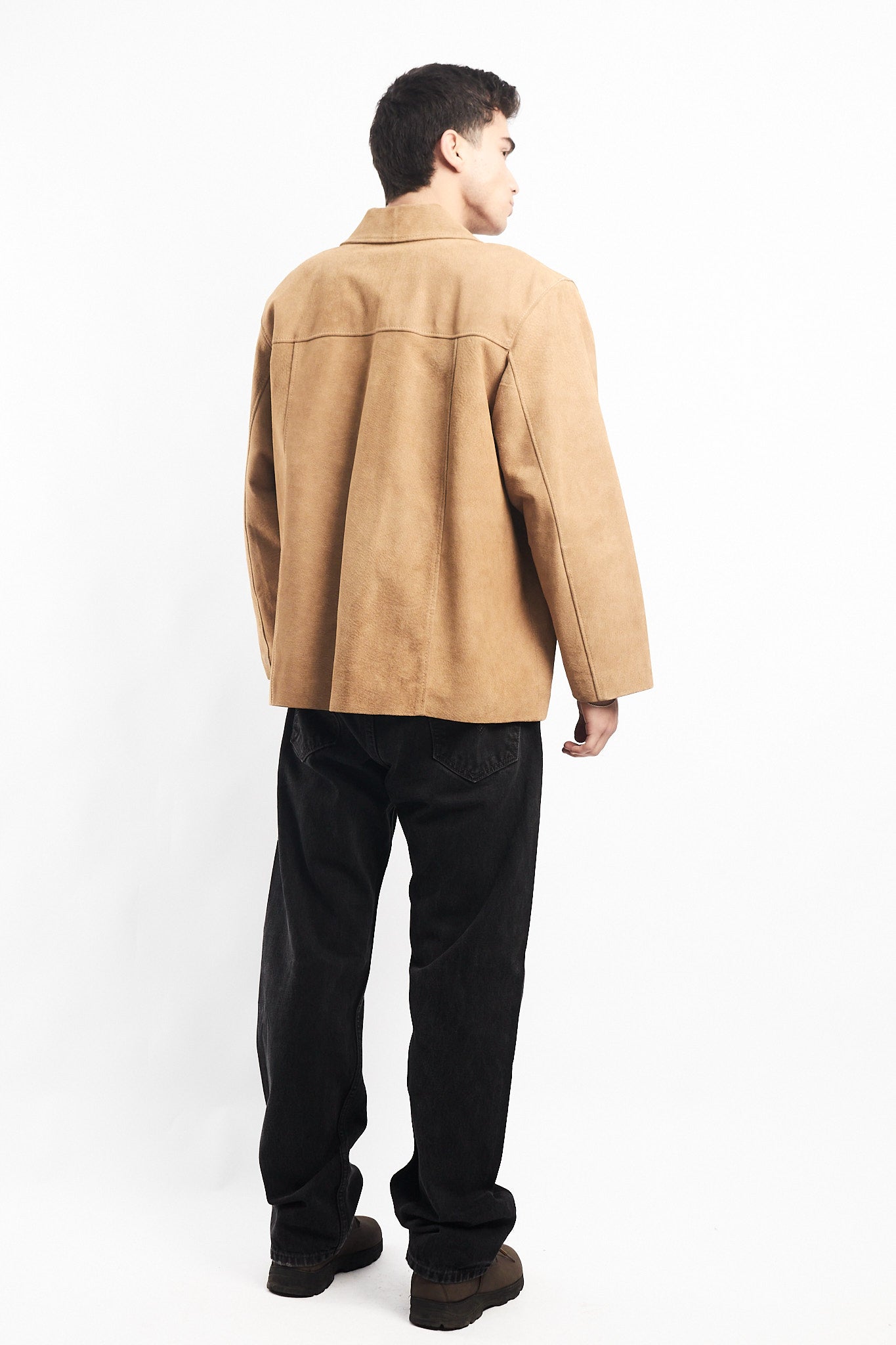 Beige Suede Leather Coat (M/L)