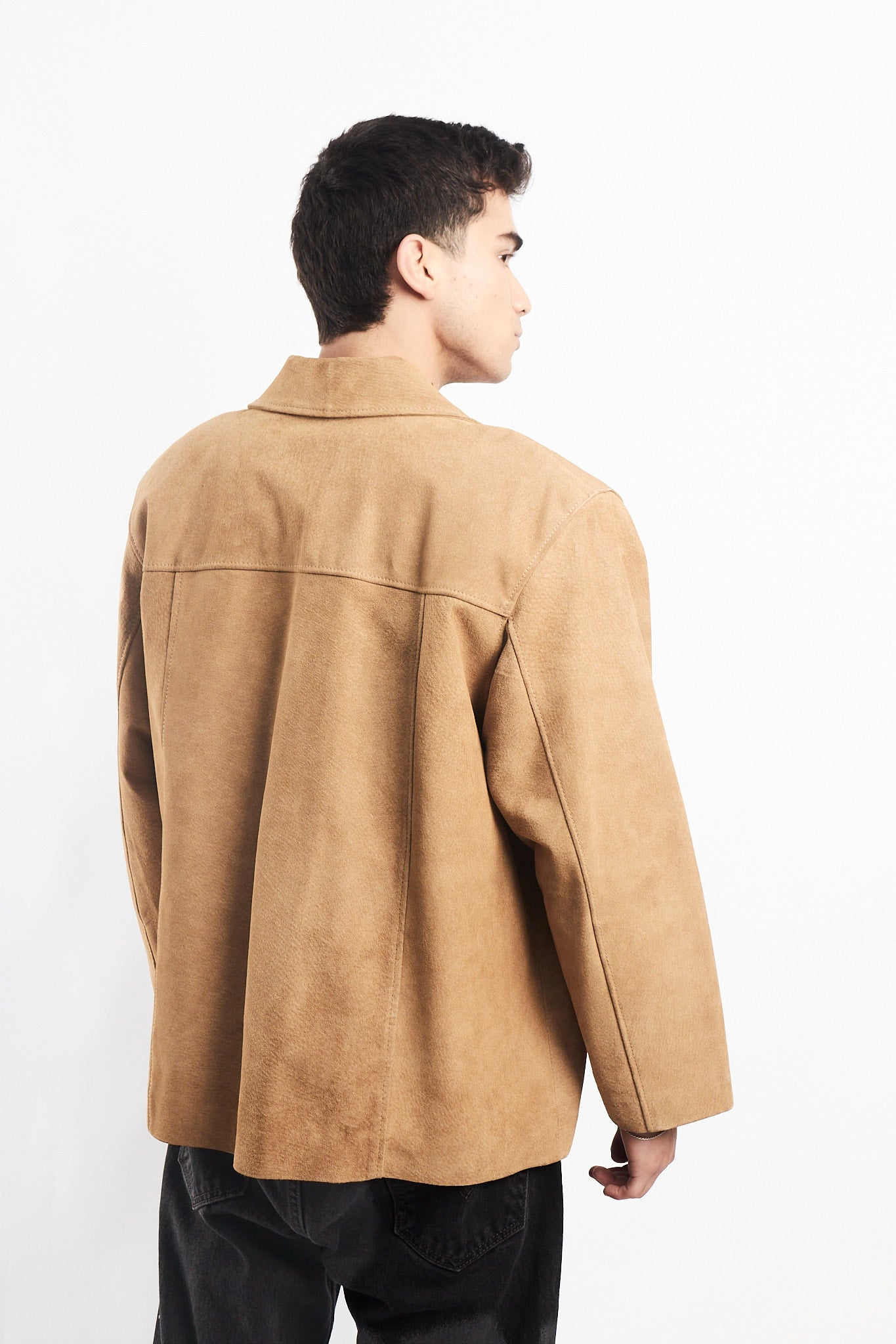 Beige Suede Leather Coat (M/L)
