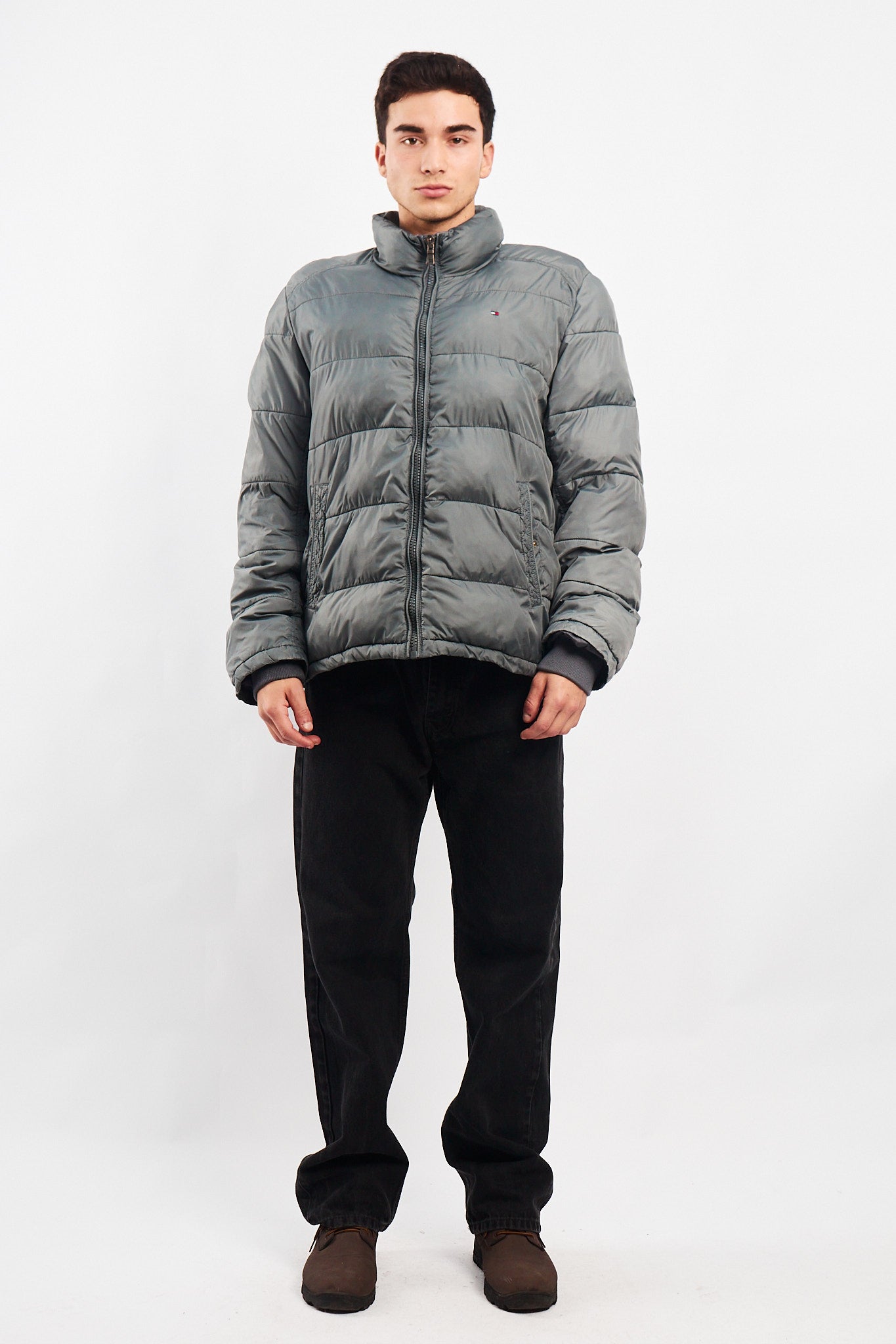 2000 Tommy Hilfiger Gray Puffer Jacket (M/L)