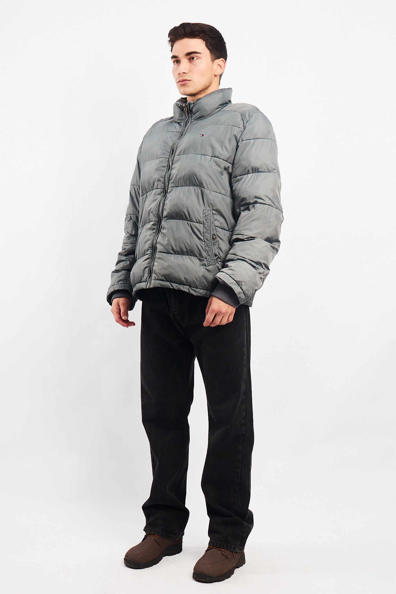 2000 Tommy Hilfiger Gray Puffer Jacket (M/L)