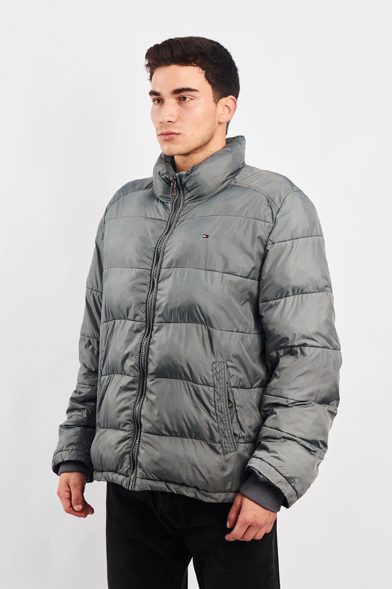 2000 Tommy Hilfiger Gray Puffer Jacket (M/L)