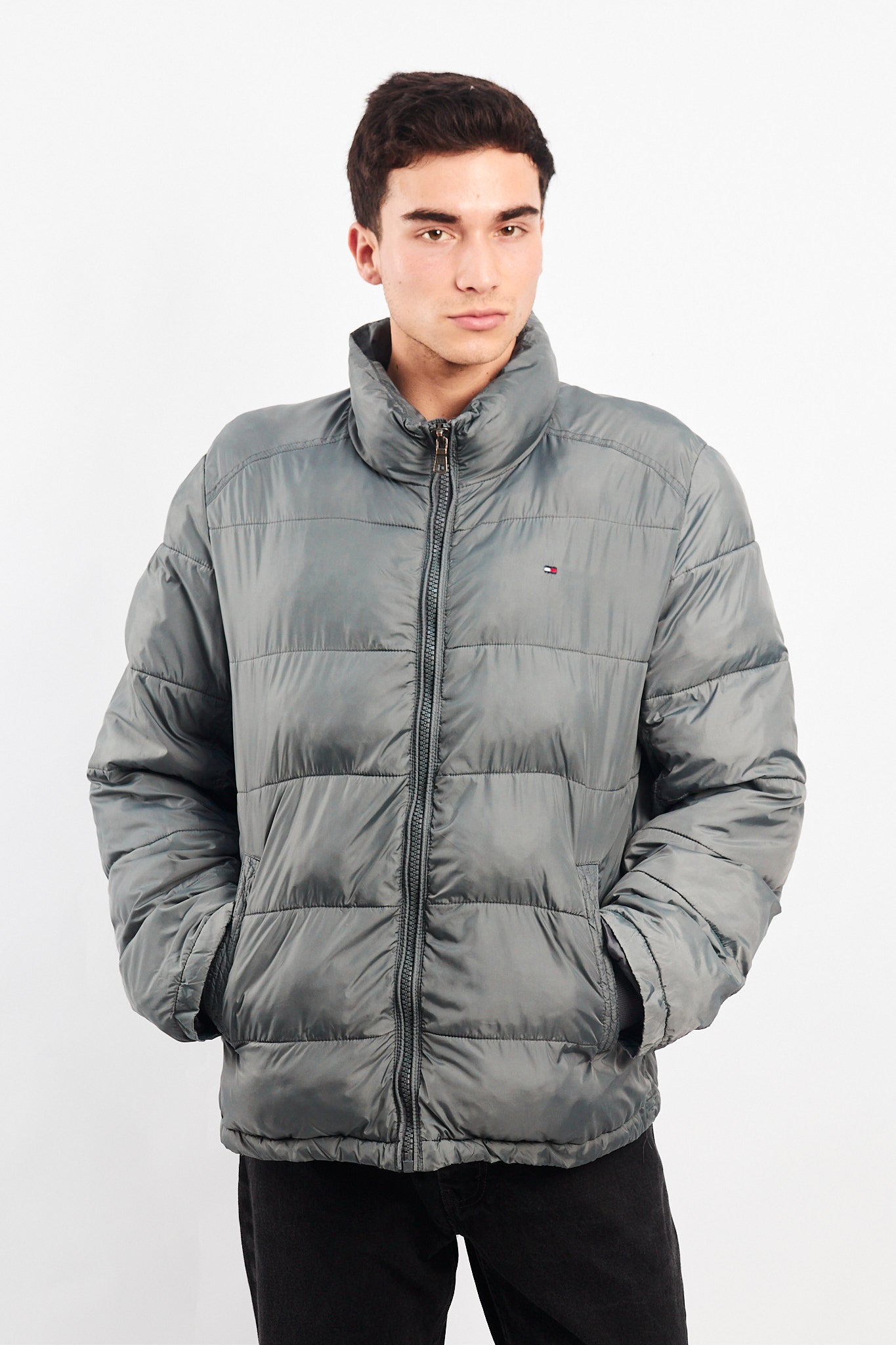 2000 Tommy Hilfiger Gray Puffer Jacket (M/L)