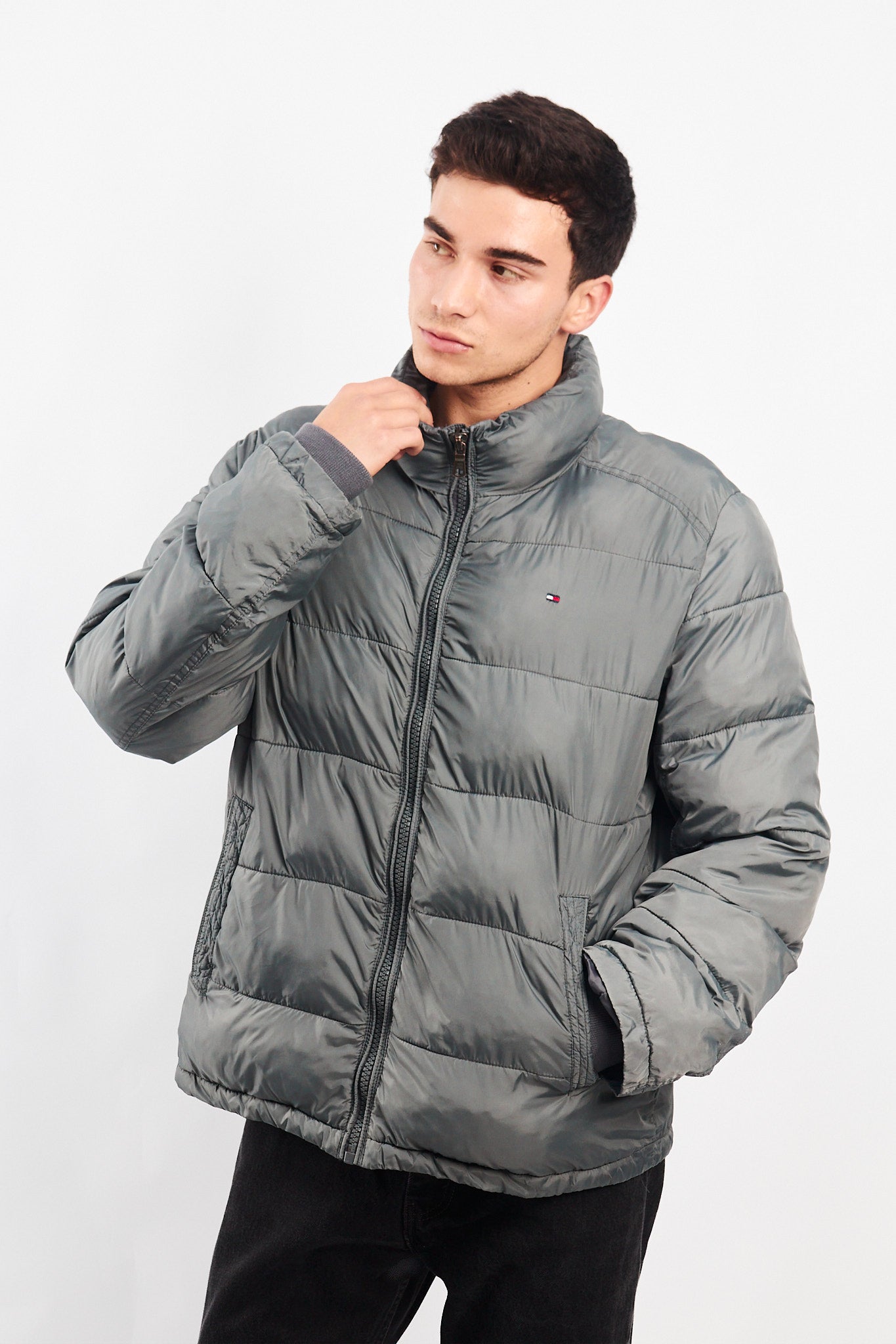 2000 Tommy Hilfiger Gray Puffer Jacket (M/L)