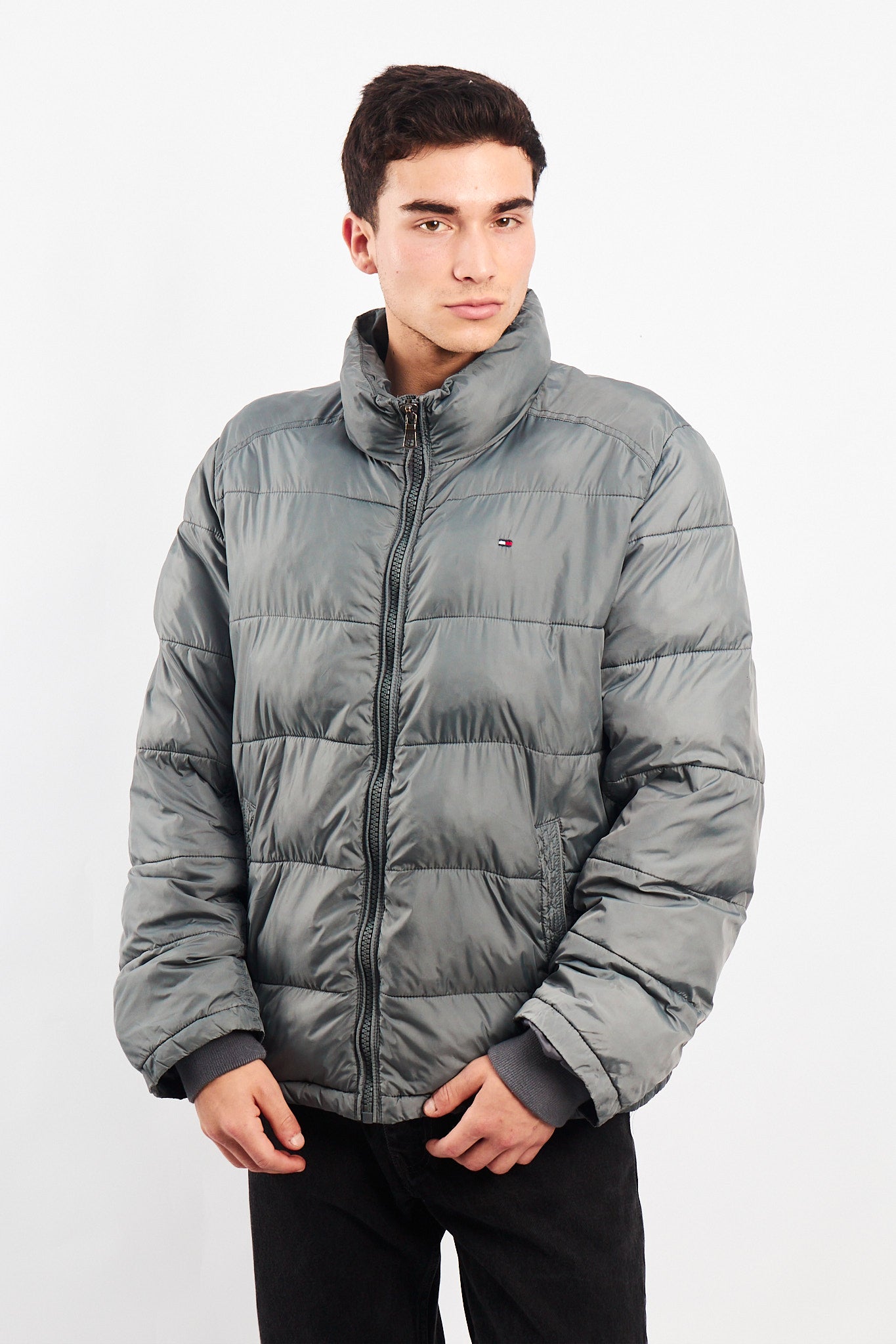 2000 Tommy Hilfiger Gray Puffer Jacket (M/L)