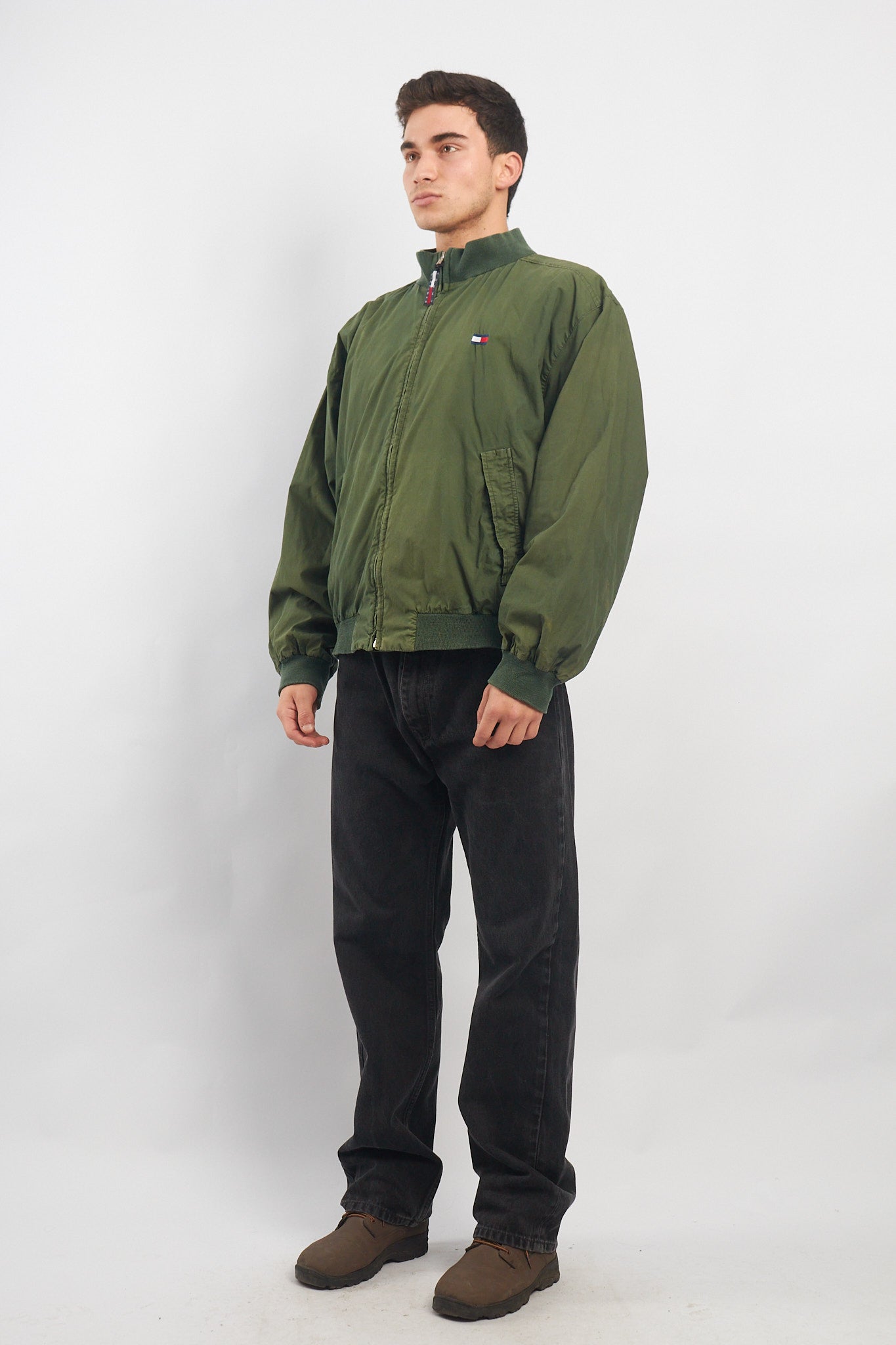 1990 Tommy Hilfiger Green Harrington Bomber Jacket (L/XL)