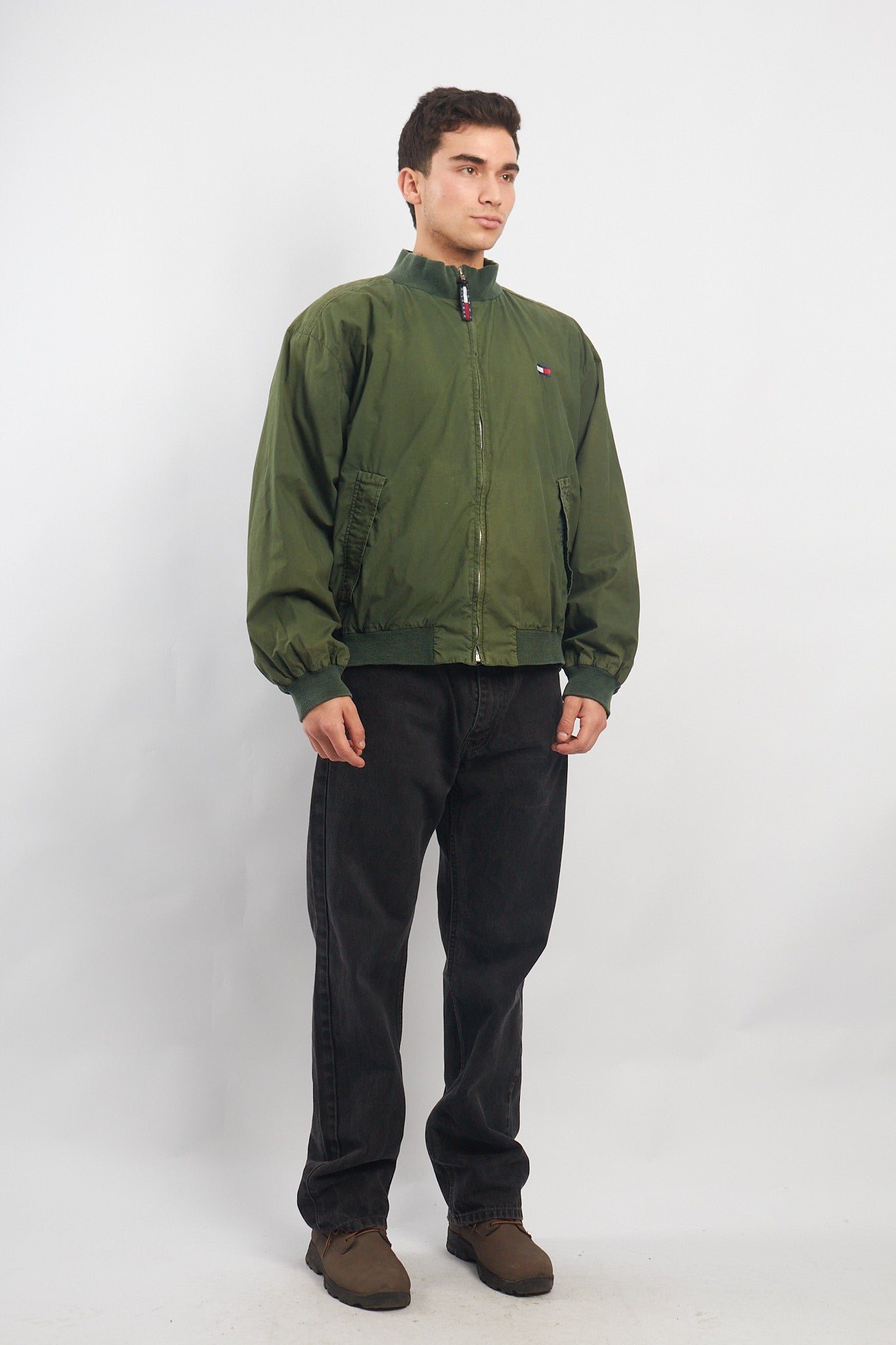 1990 Tommy Hilfiger Green Harrington Bomber Jacket (L/XL)