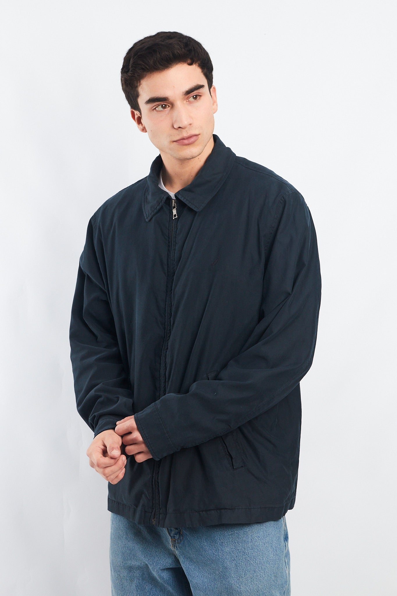 2000 Nautica Navy Harrington Jacket (L/XL)